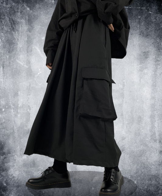 dark loose big pocket wide pants EN2394