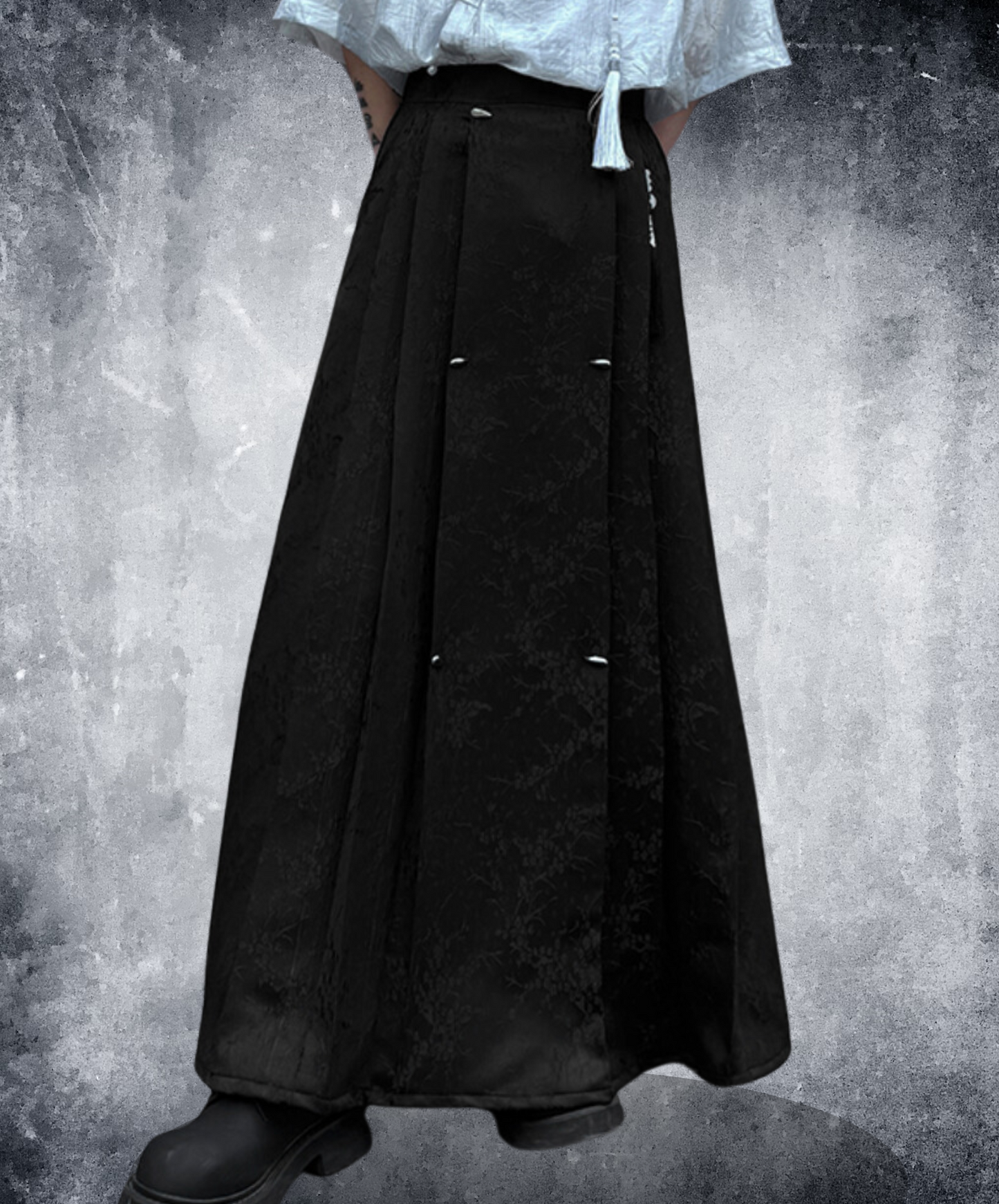 dark hanfu style pleated long skirt EN1755