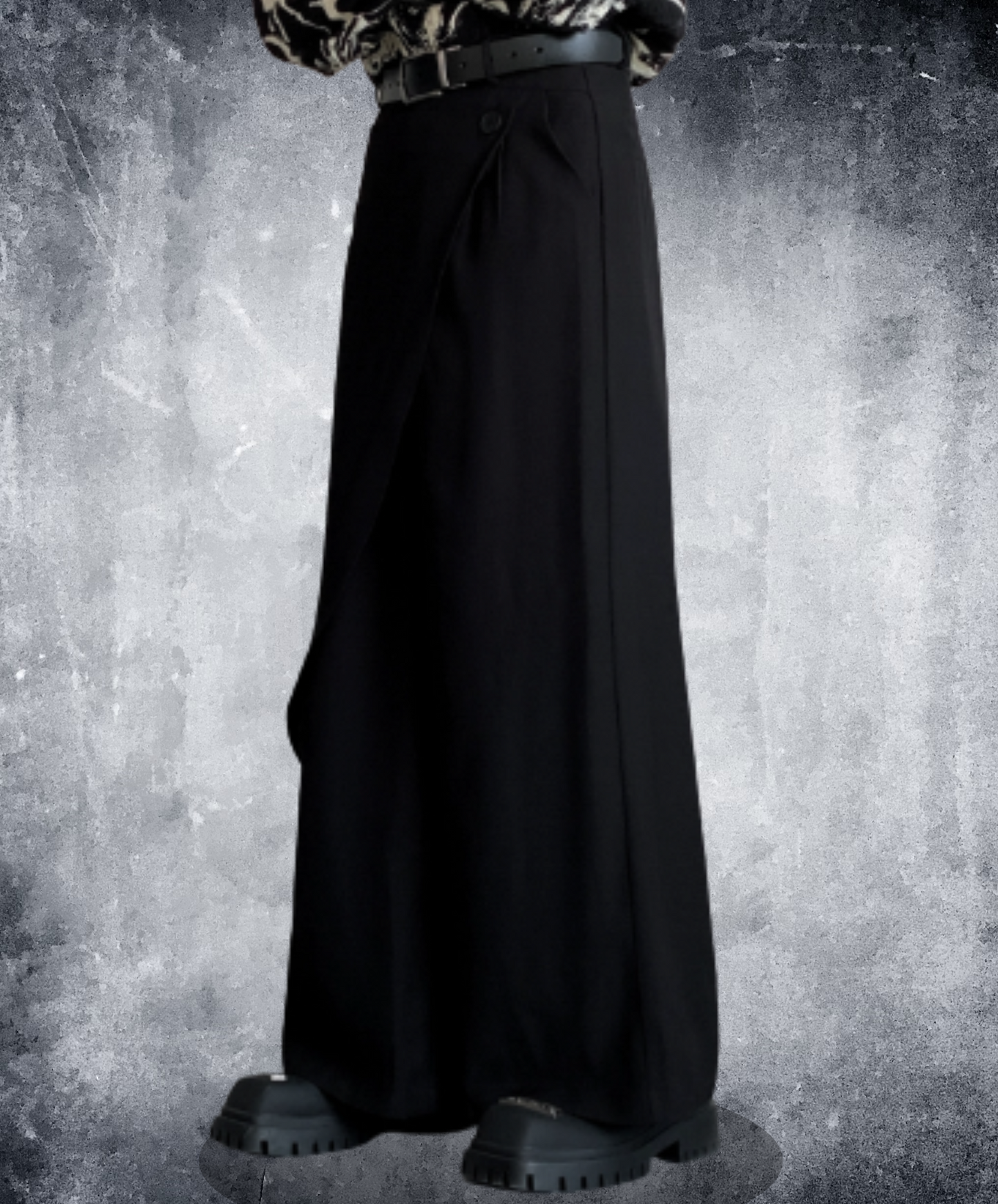 dark lazy drape layer wide pants EN2117