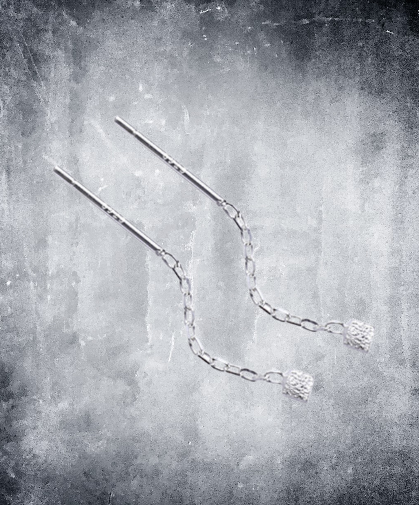 silver chain square earrings EN1616