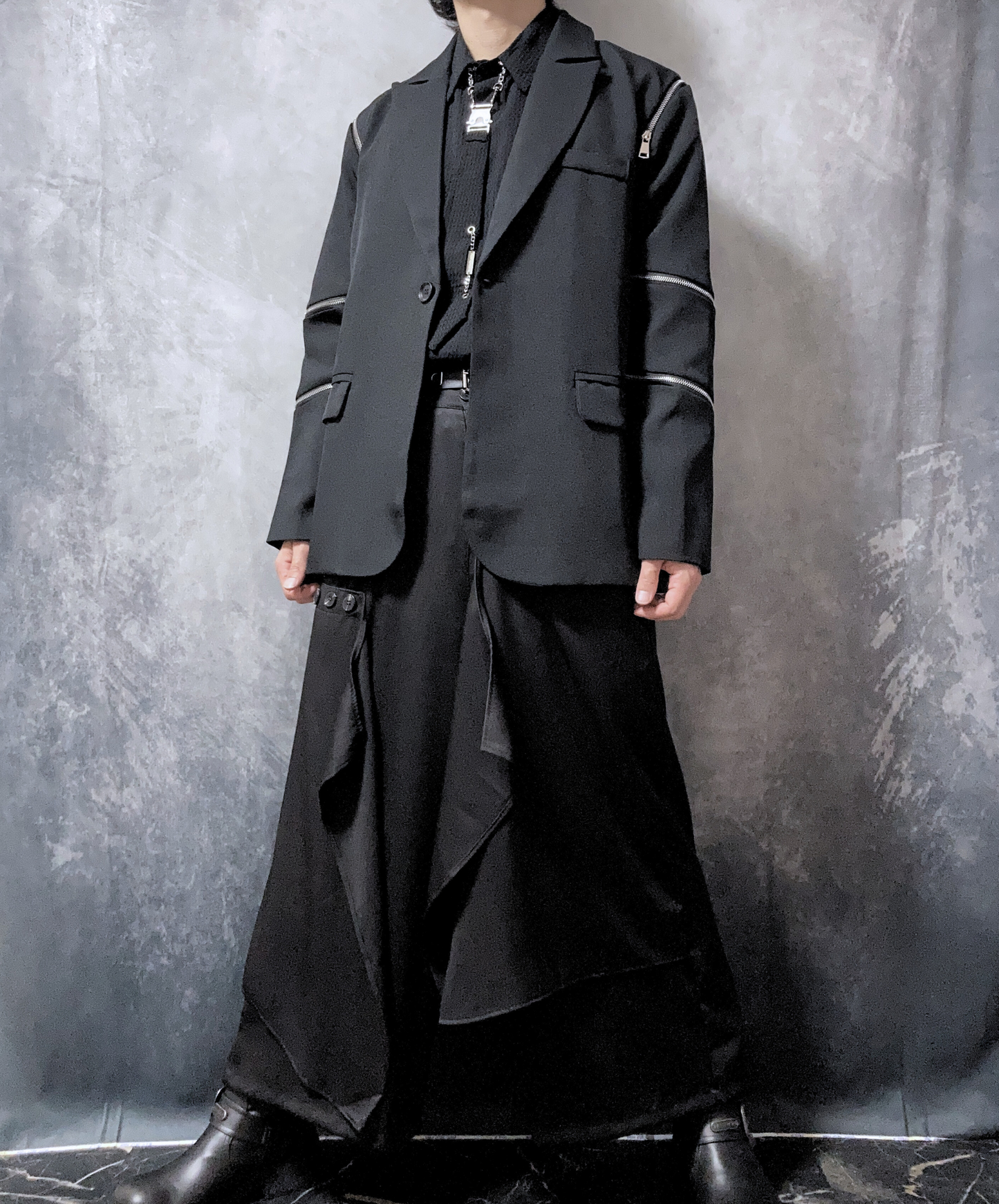 【style65】dark mode outfit set EN1884(jacket + shirt + pants set)