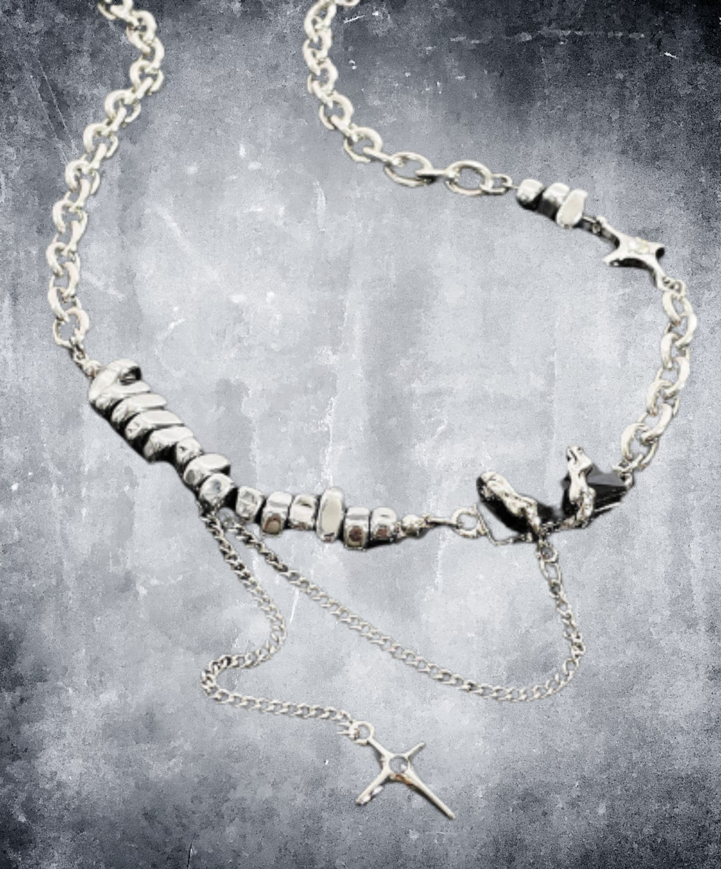 baroque stone and cross necklace EN1980