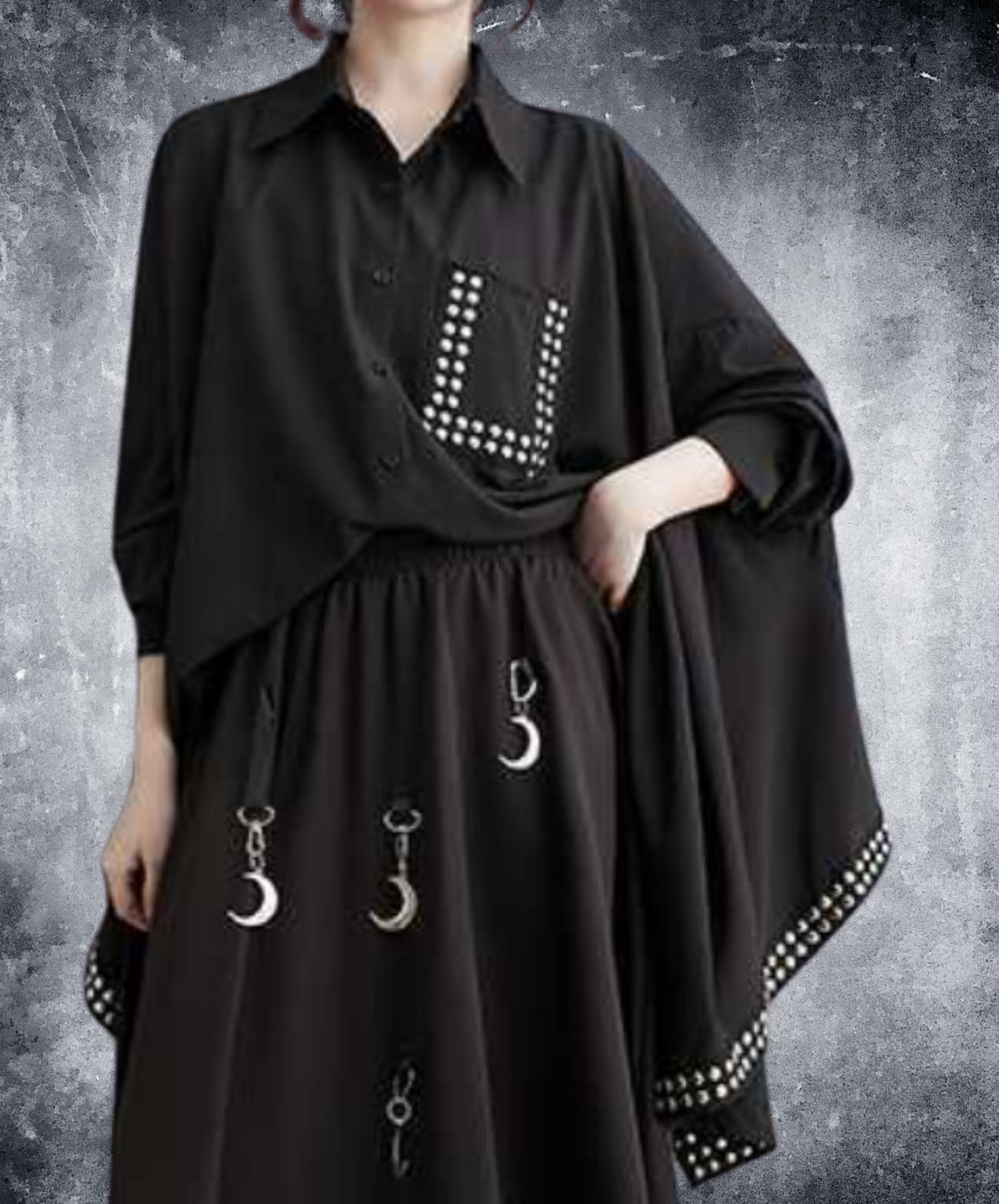 dark rivet collage dress long shirt EN1658