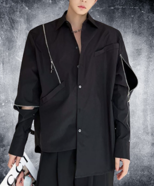 asymmetric irregular zip shirt EN1000