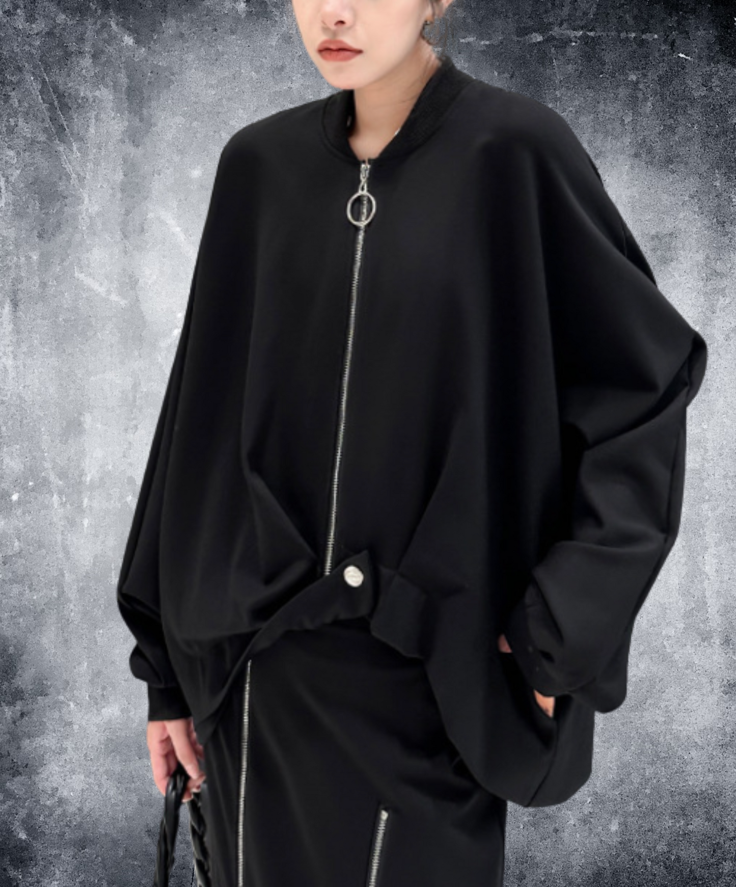 dark deformed hem design jacket EN2356