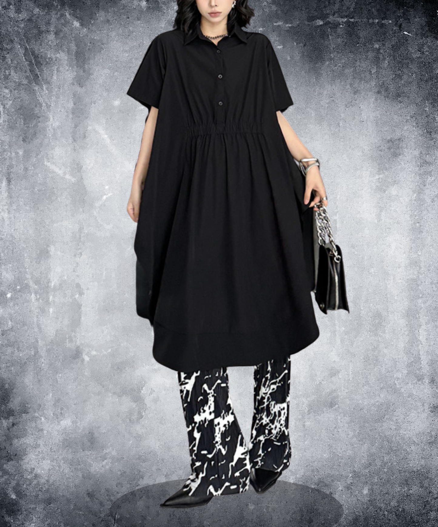 dark big silhouette waist mark long shirt EN2322