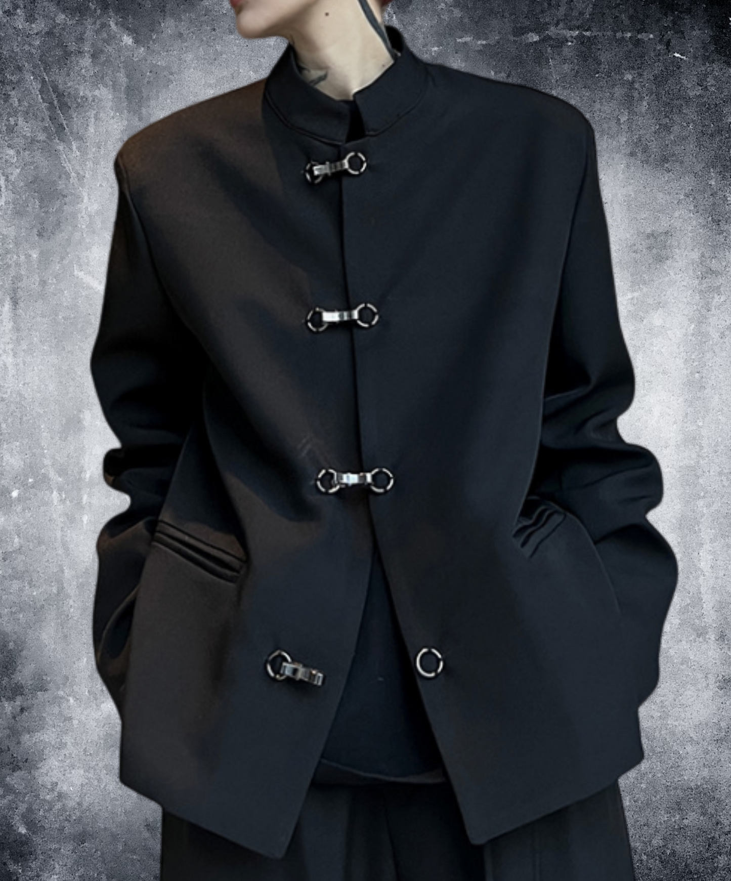 【style52】dark mode outfit set EN1849(jacket + shirt + skirt set)