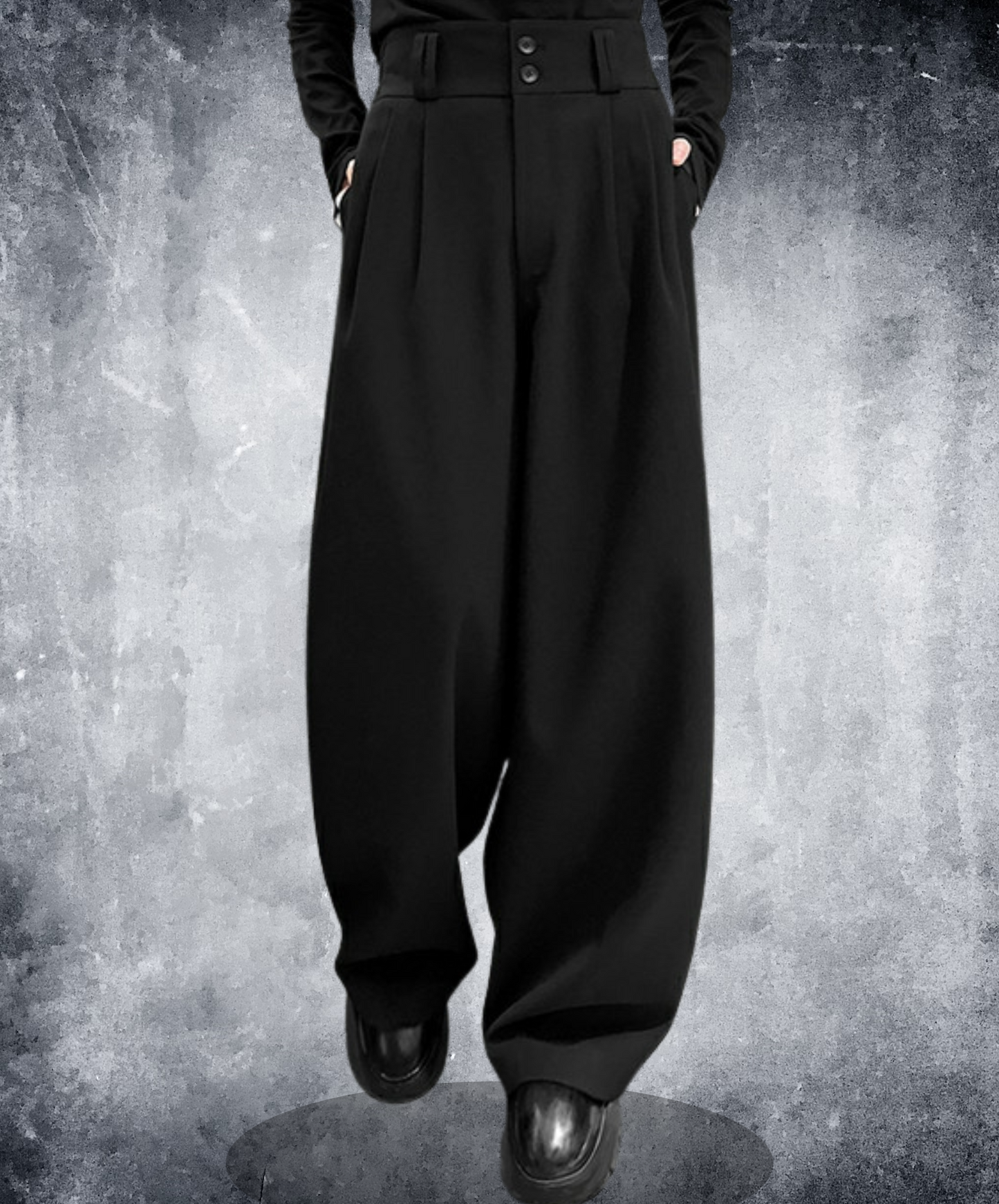 high-waisted draped straight wide pants EN2386