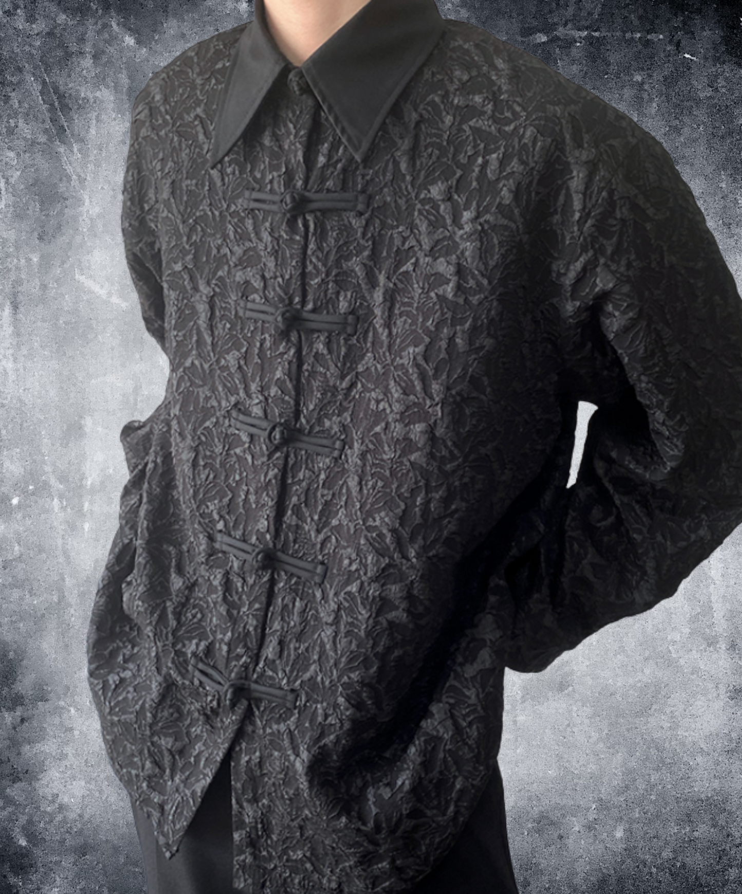 dark 3d embroidered jacquard shirt EN2365