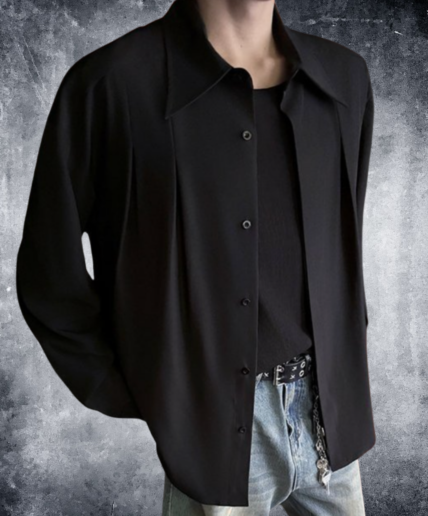 retro pleated drape shirt EN2310