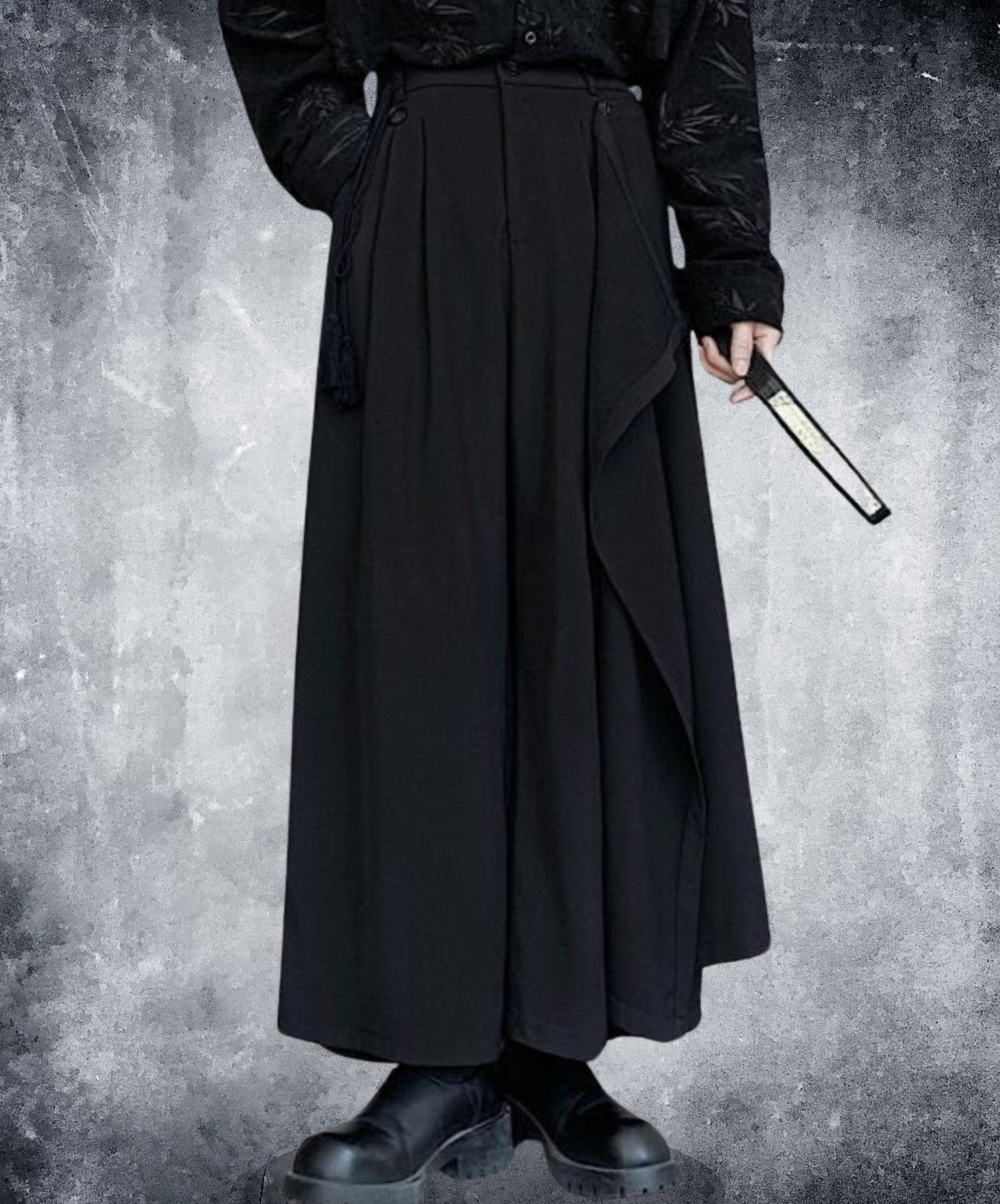 dark chinese style 2way casual wide pants EN1608