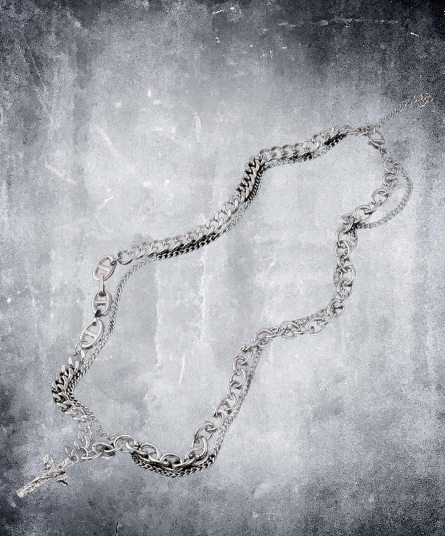 double chain cross top necklace EN2345