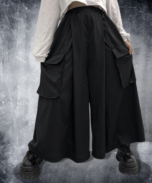 dark big pocket wide pants EN1042