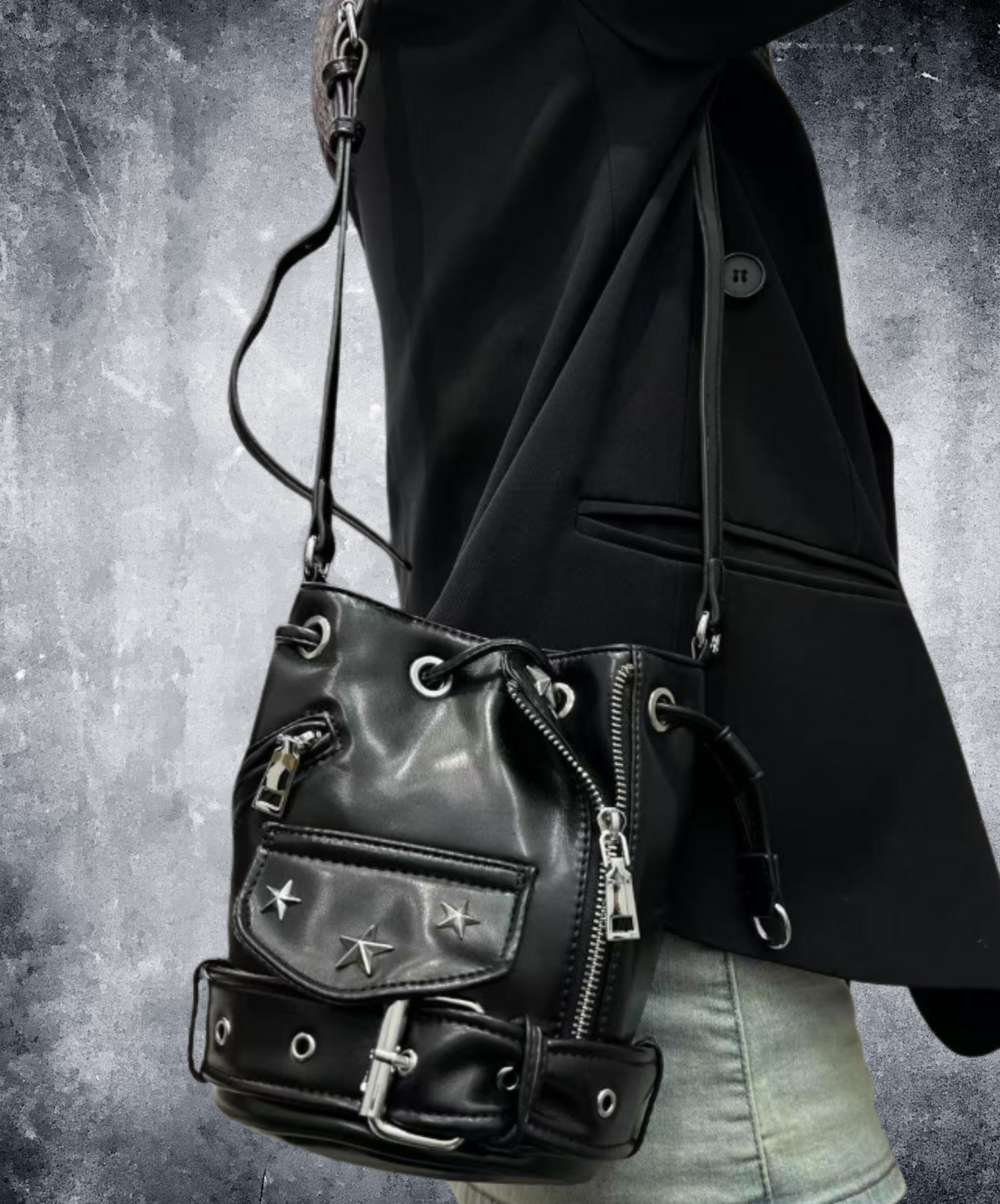 retro drawstring cross body bag EN2301