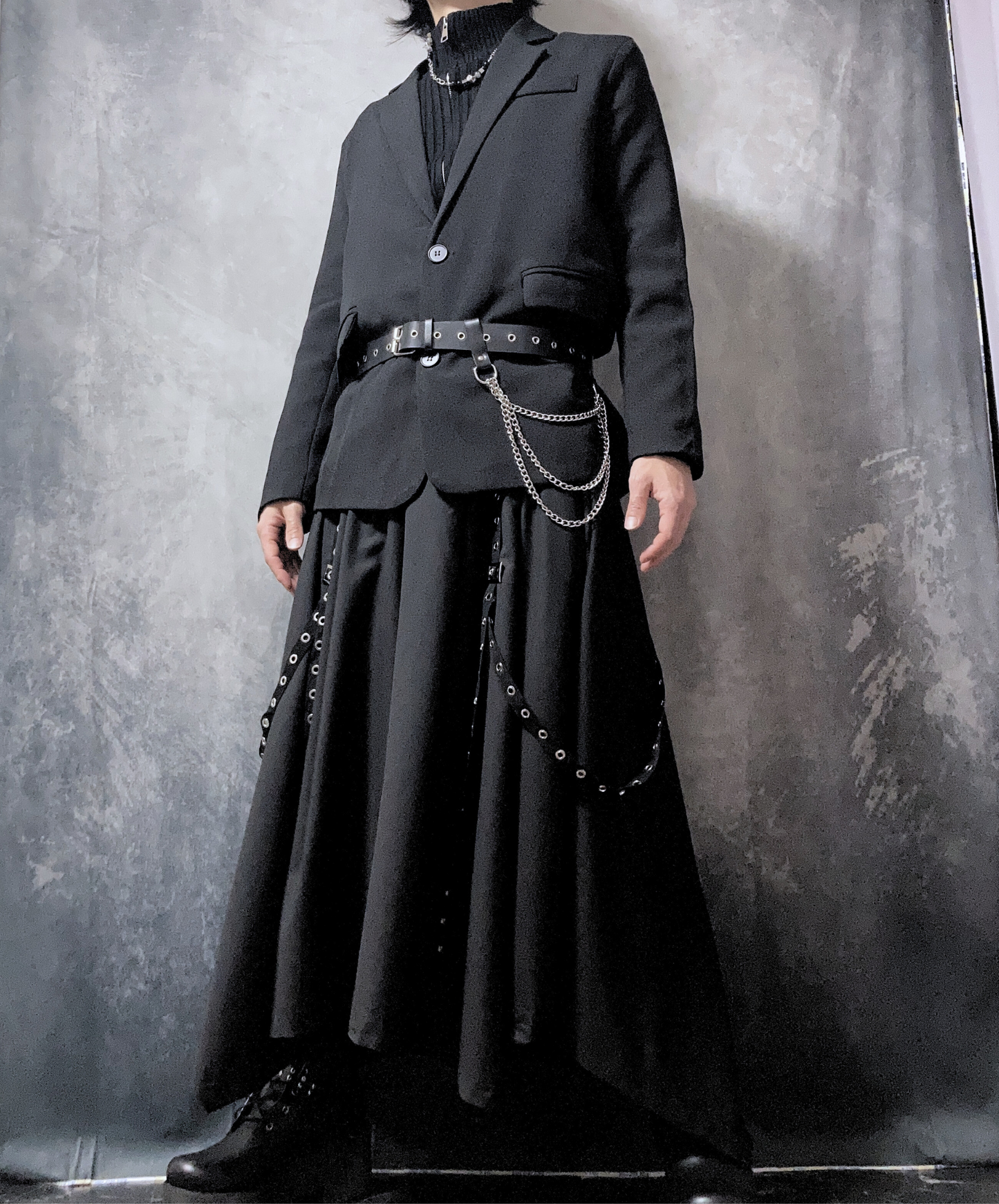 【style66】dark mode outfit set EN1890(jacket + sweater + pants set)