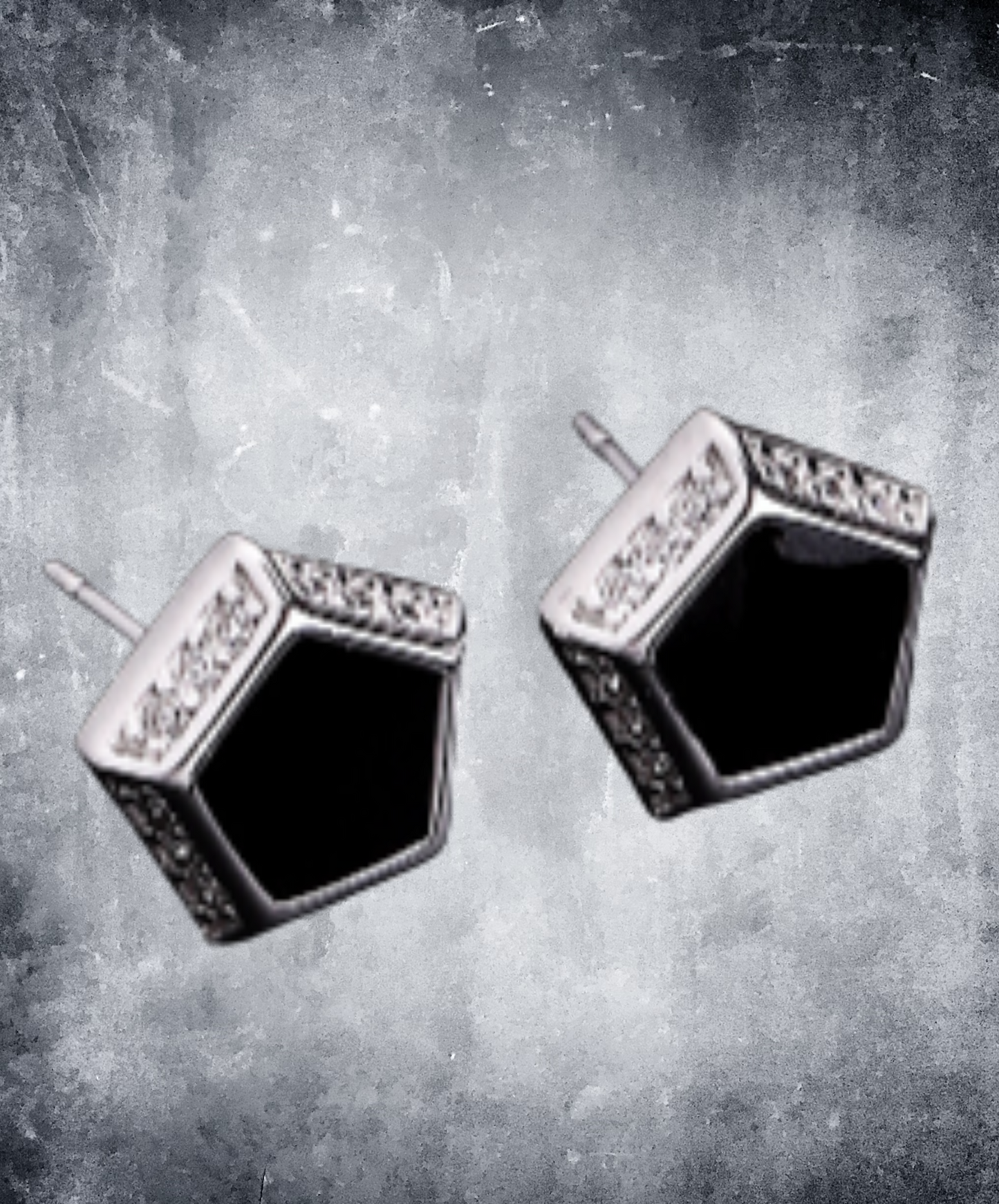 black zircon pentagon earrings EN2026