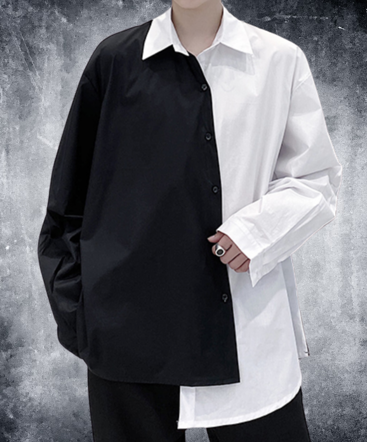 monotone contrast asymmetric shirt EN2046
