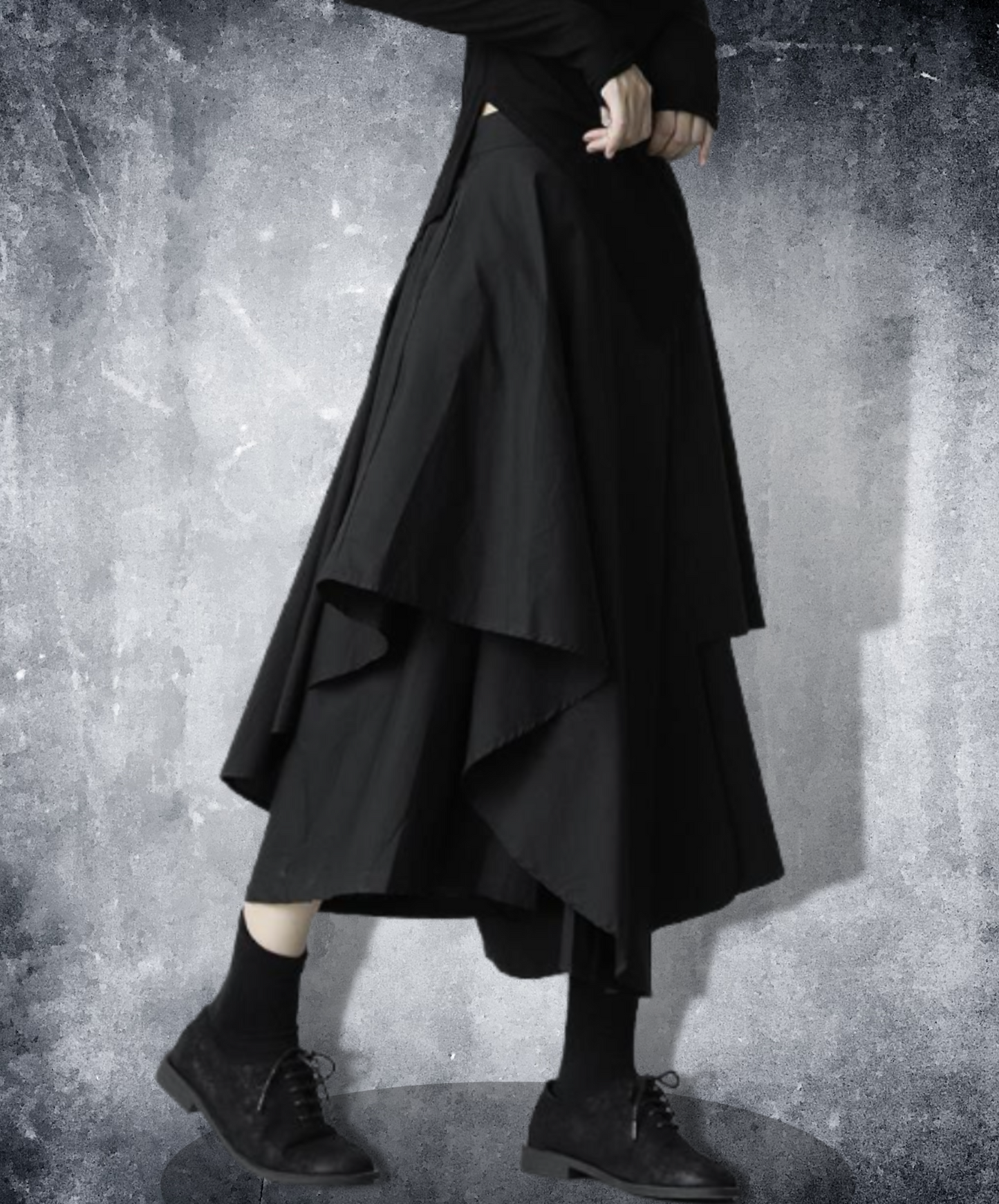 asymmetric high waist with culottes skirt EN1298