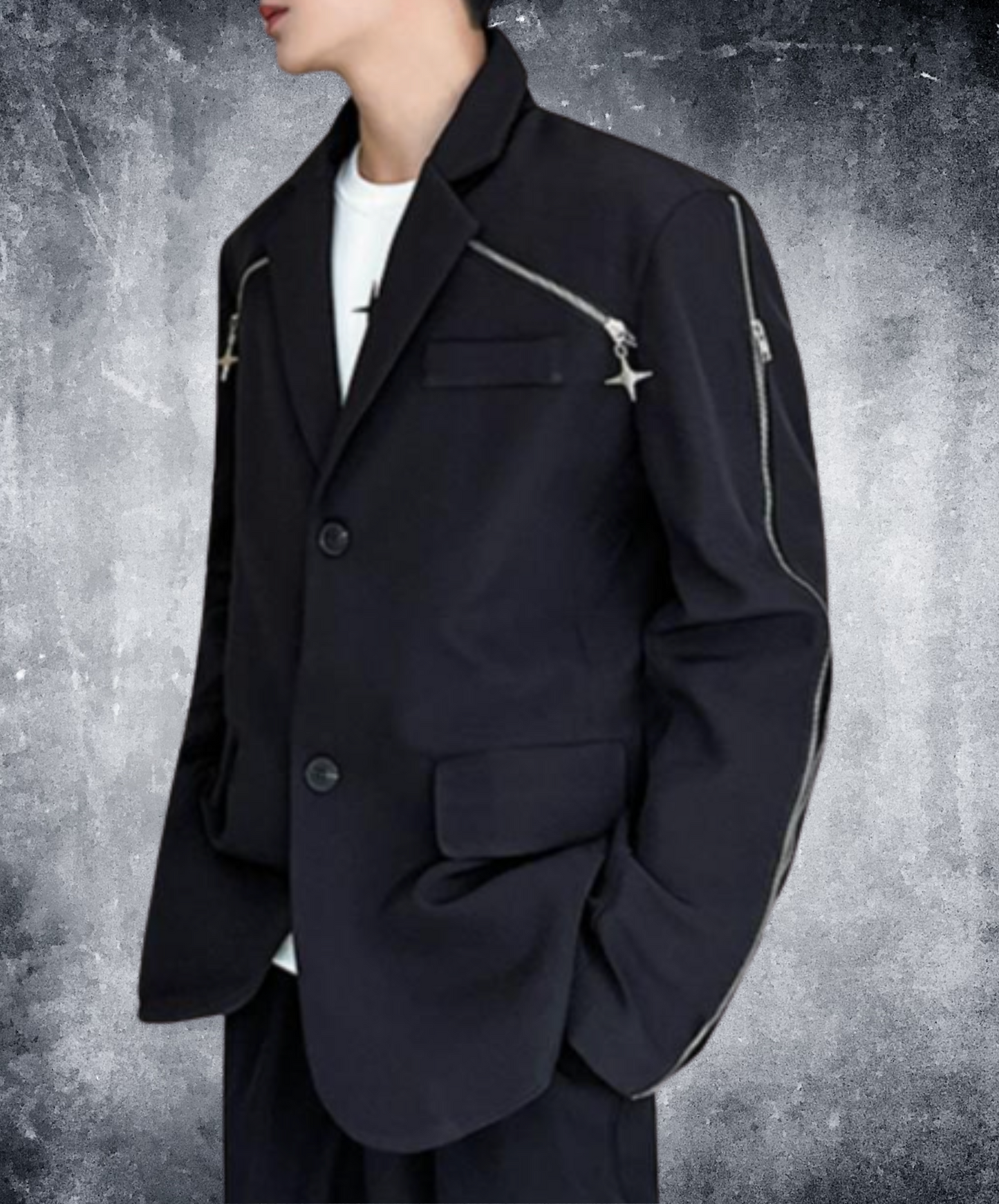 zipper line with cross charm jacket EN2404