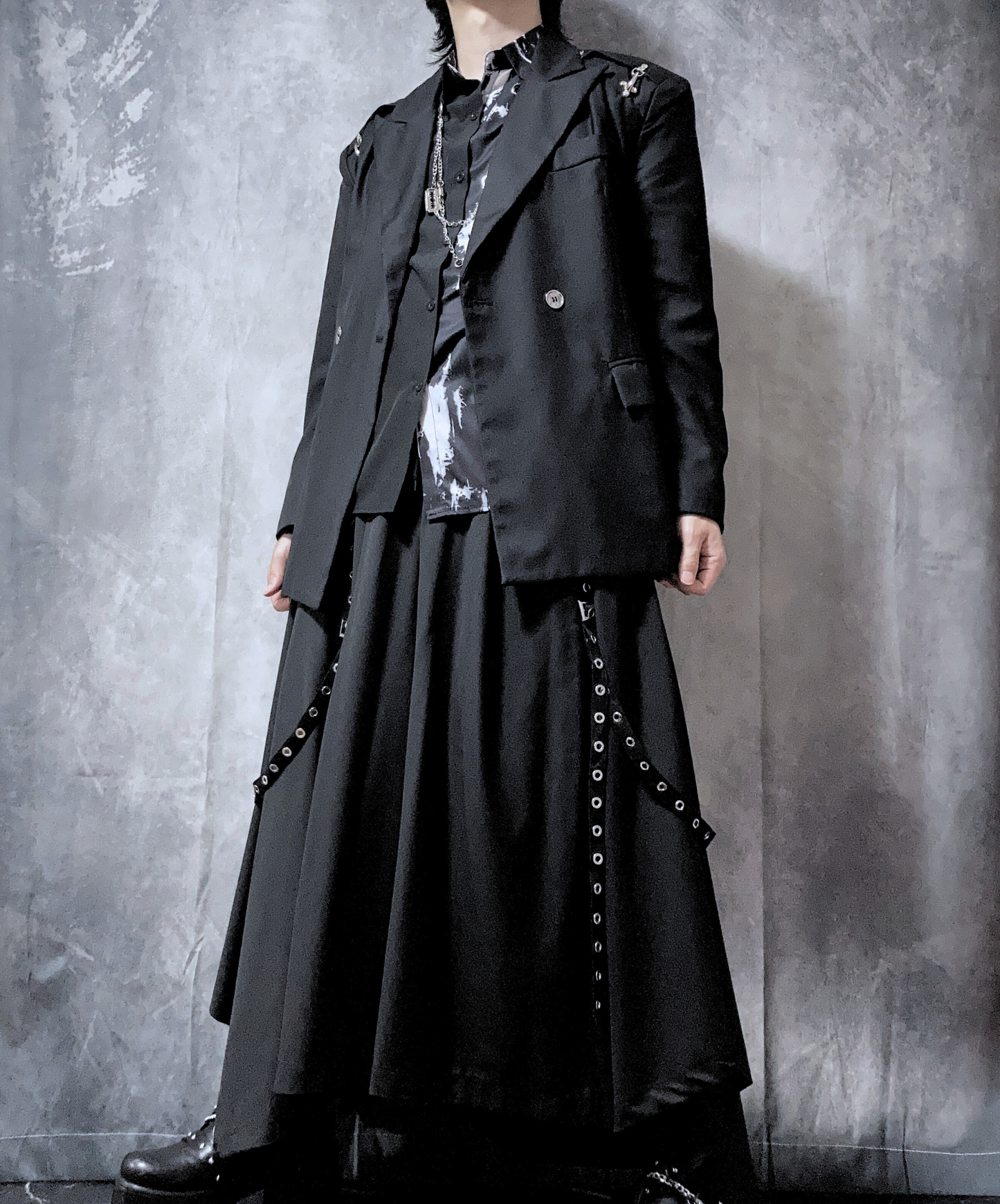 【style78】dark mode outfit set EN2534(jacket + shirt + pants set)