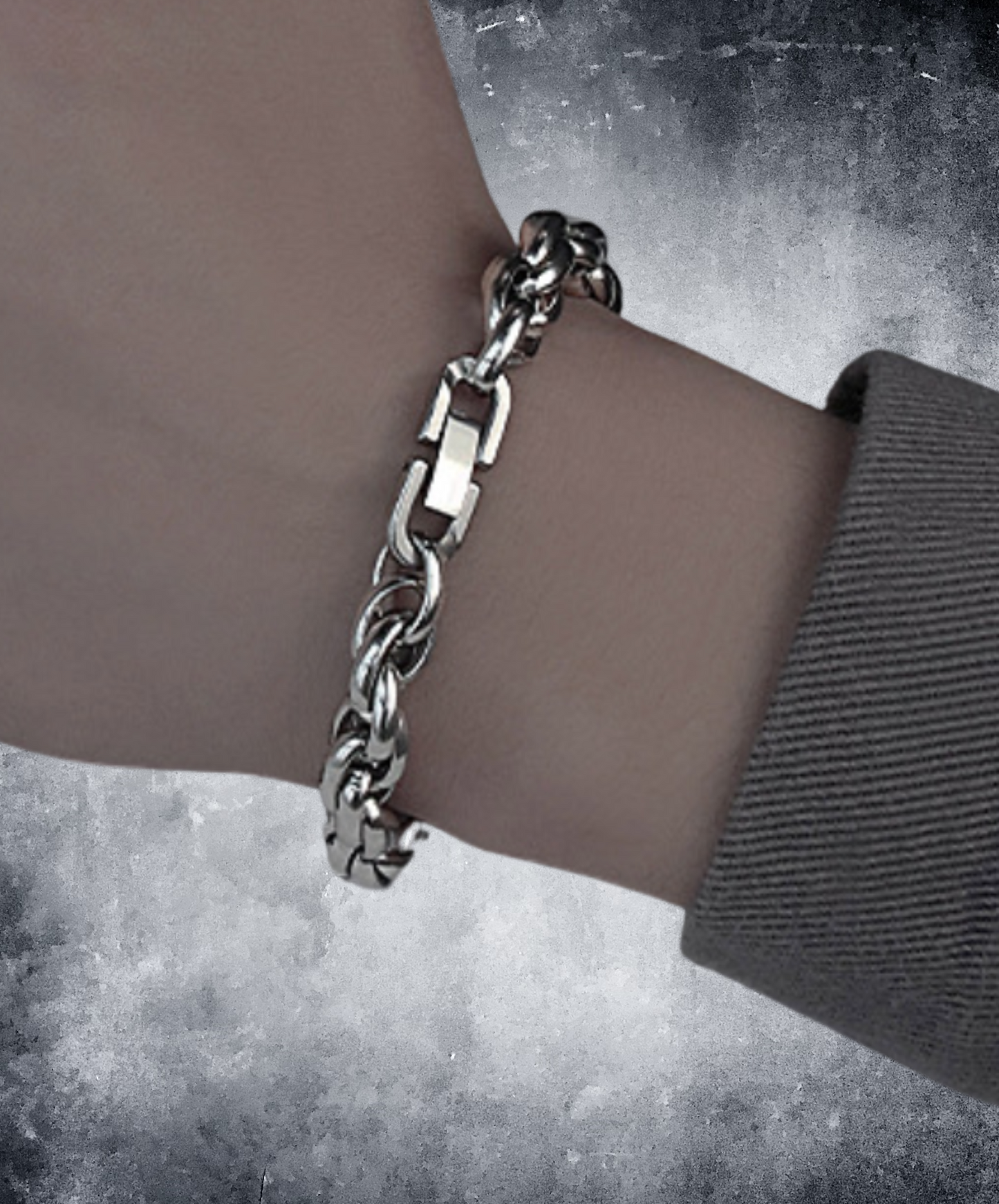 wave line silver chain bracelet EN2063