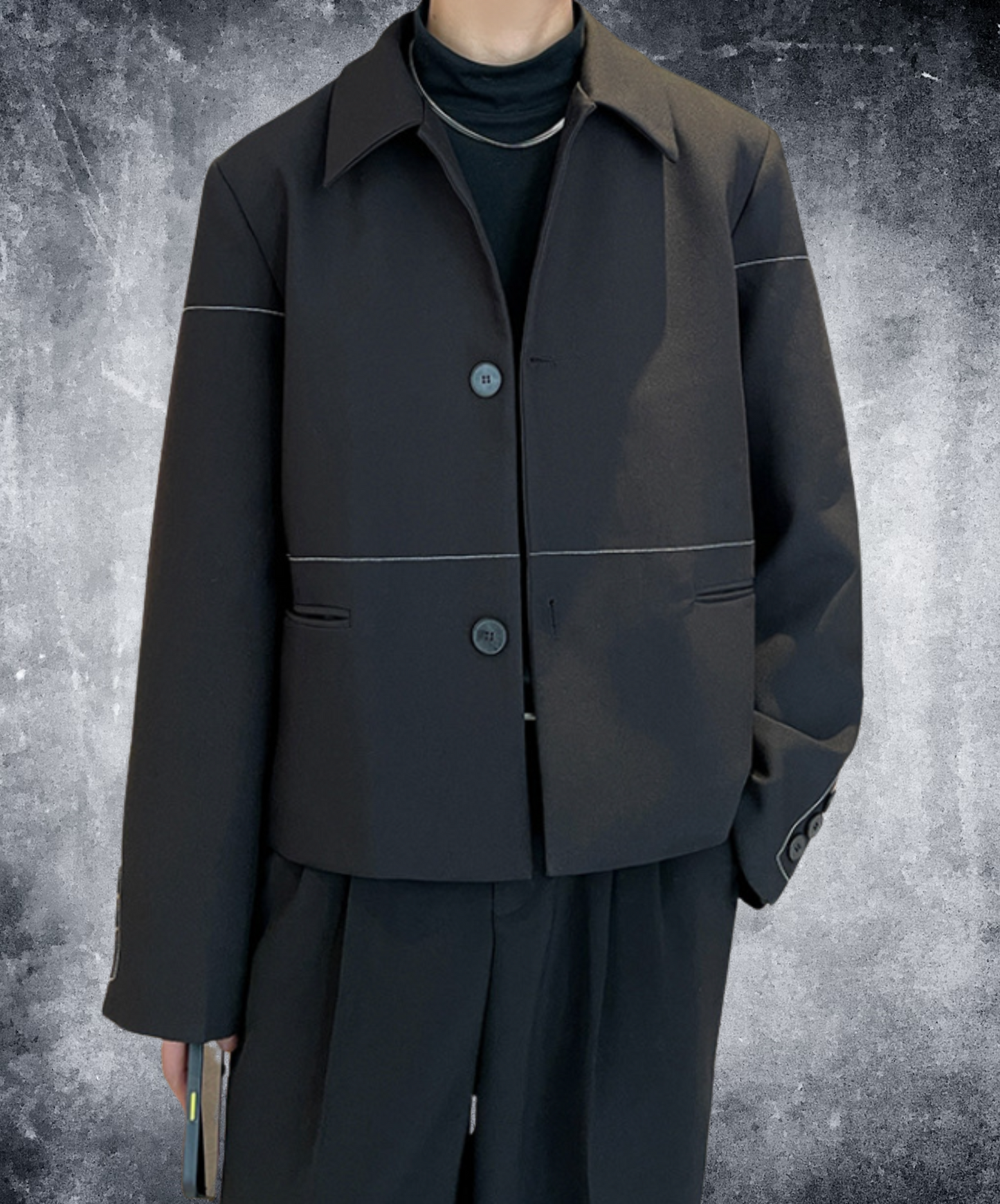 thin line button decoration jacket EN2362