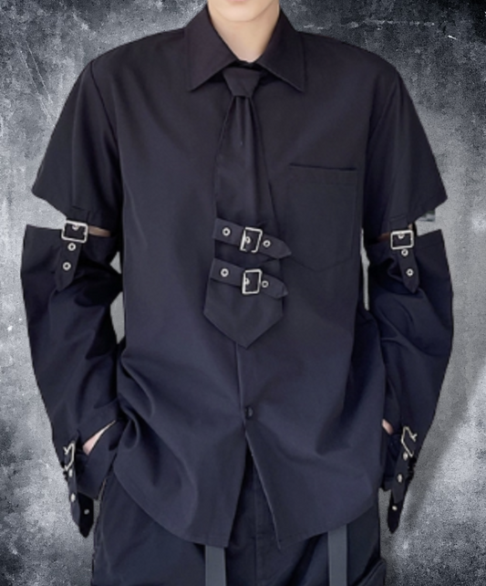 dark buckle decoration shirt EN1052