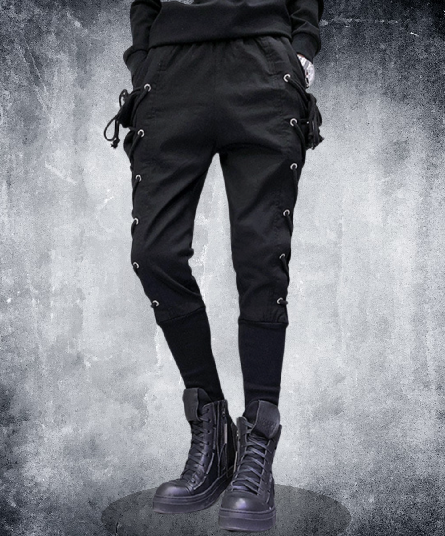 dark lace-up slim pants EN2198
