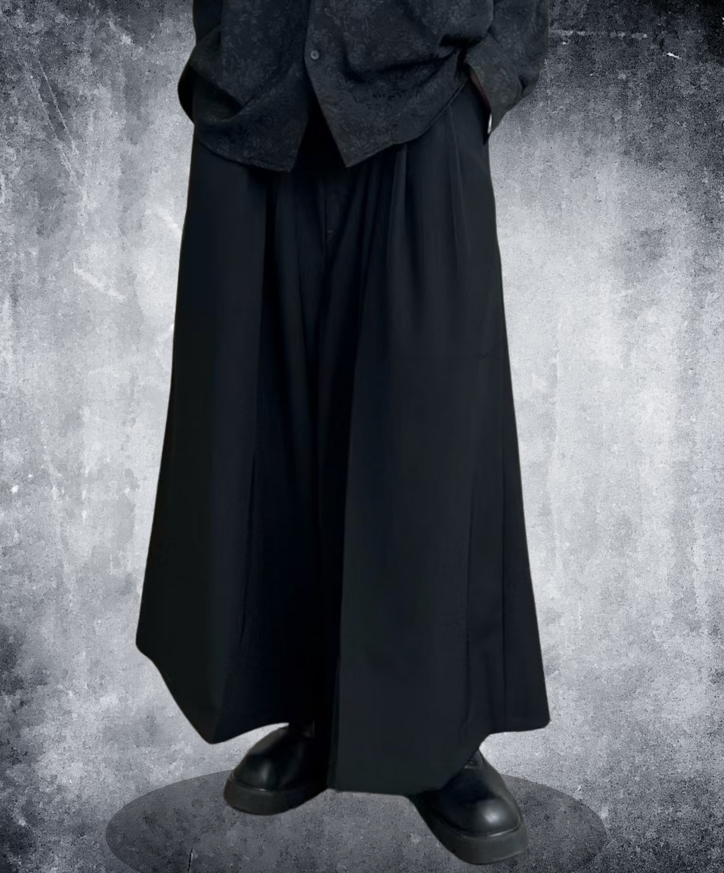 simple silhouette with tucks hakama pants EN2140