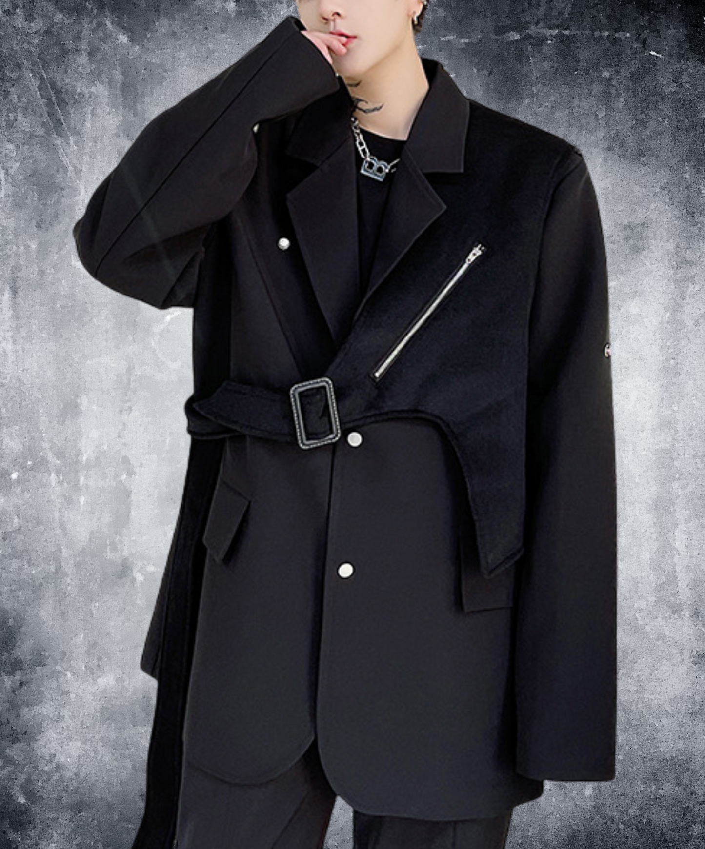 dark irregular design mix jacket EN2406