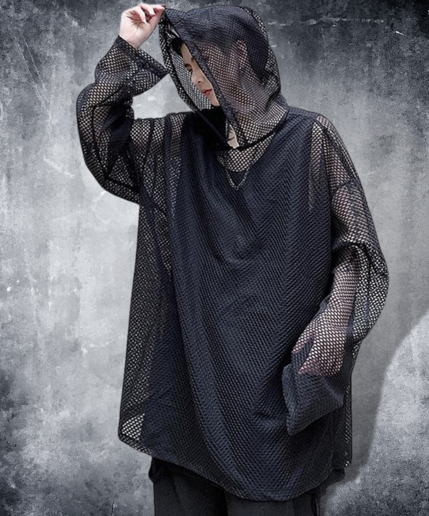 dark mesh hoodie EN1133