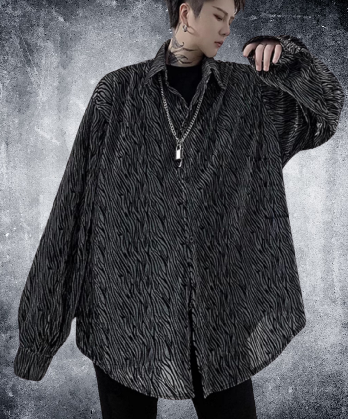 zebra print jacquard loose shirt EN2108