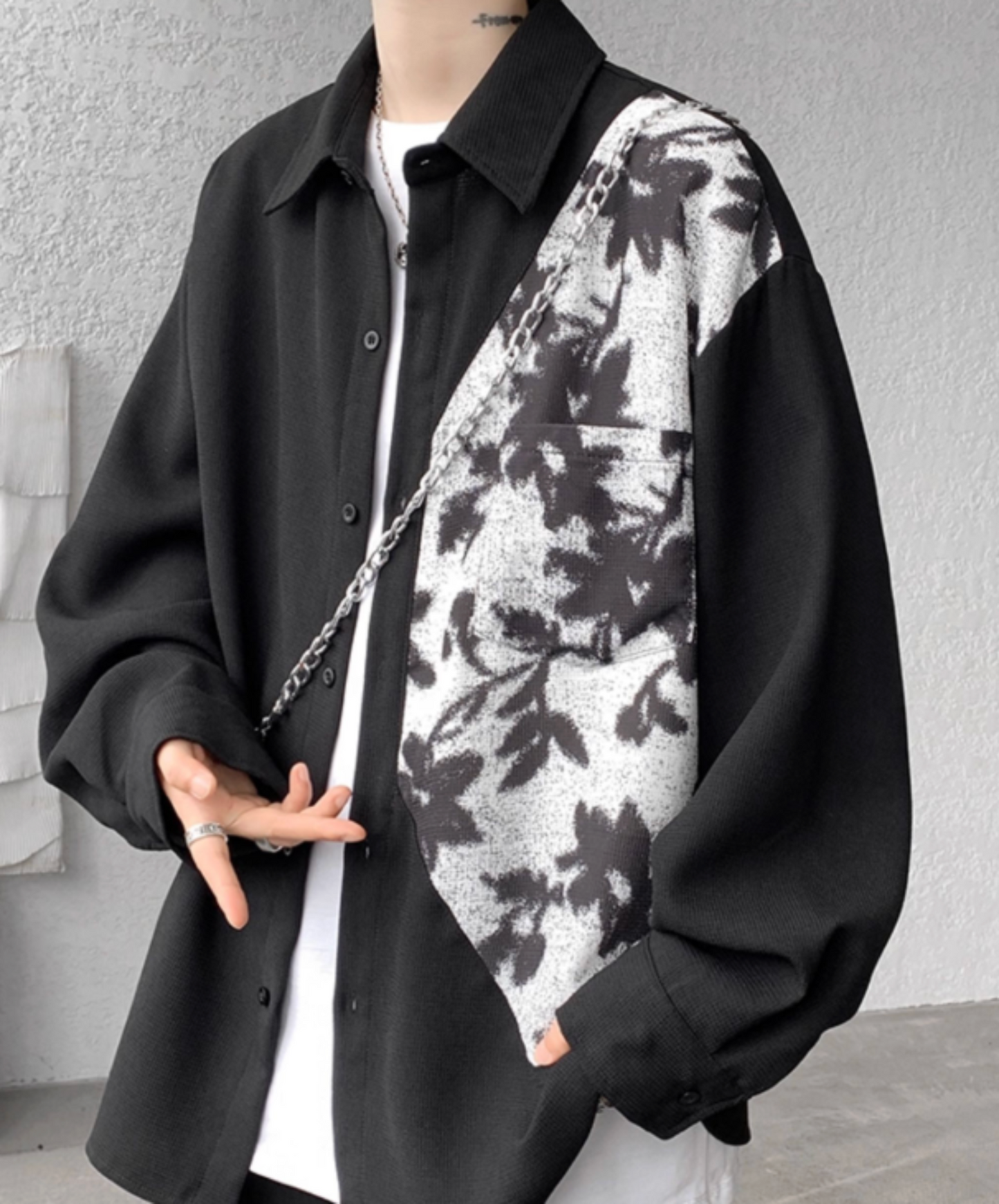 autumn motif silhouette shirt EN2399