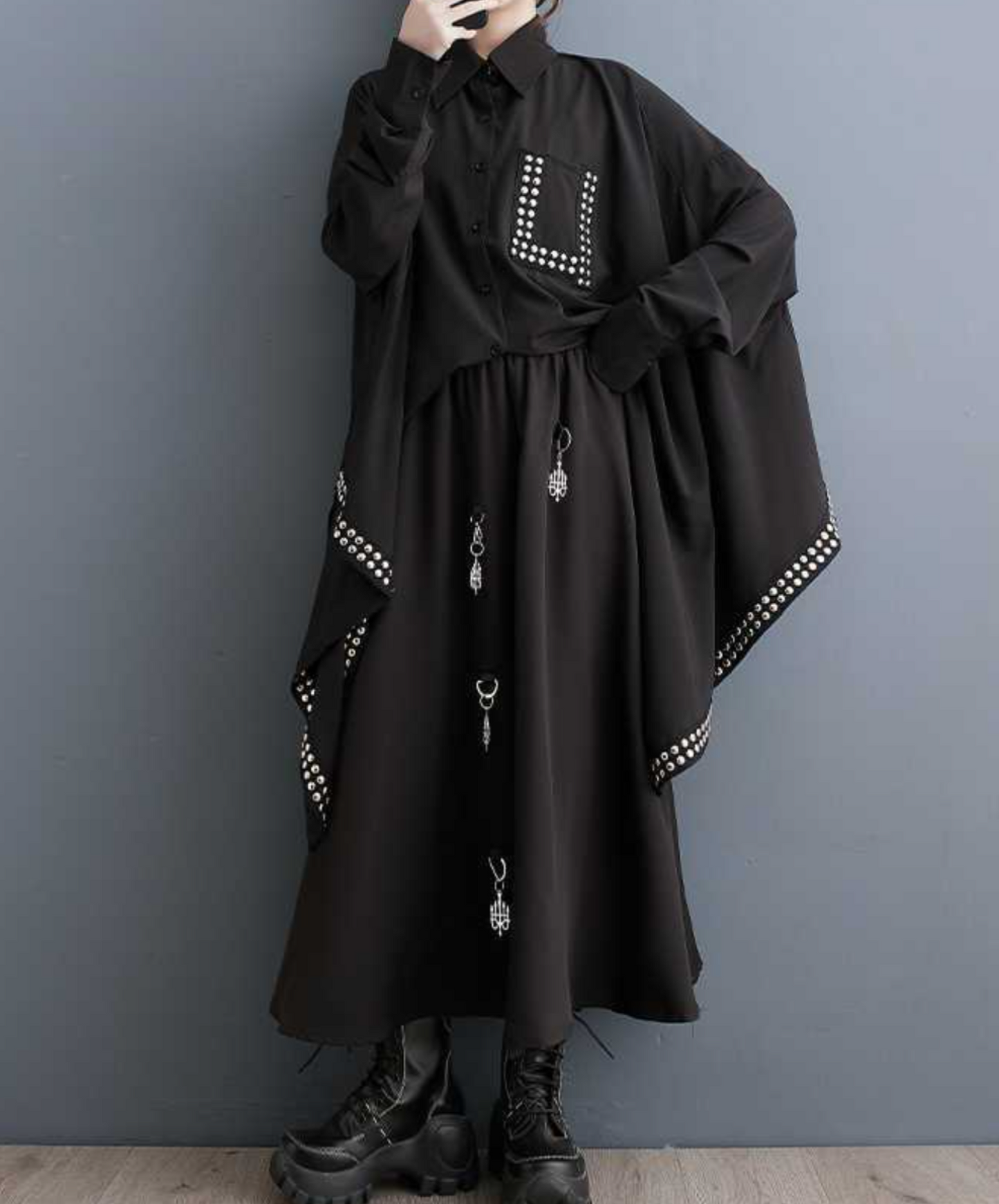 dark rivet collage dress long shirt EN1658