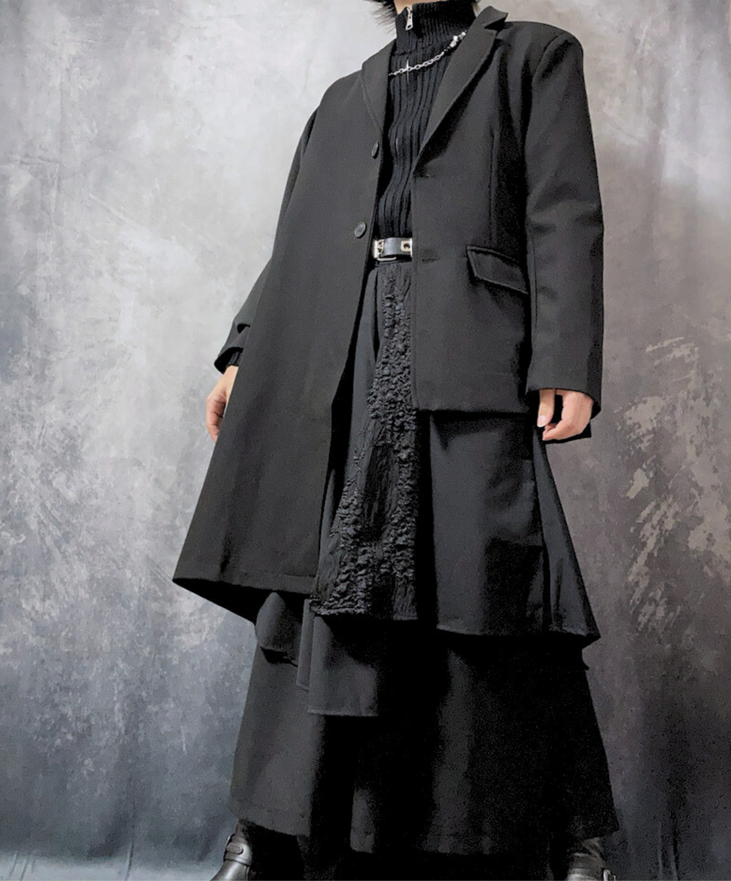 【style62】dark mode outfit set EN1877(jacket + sweater + pants set)