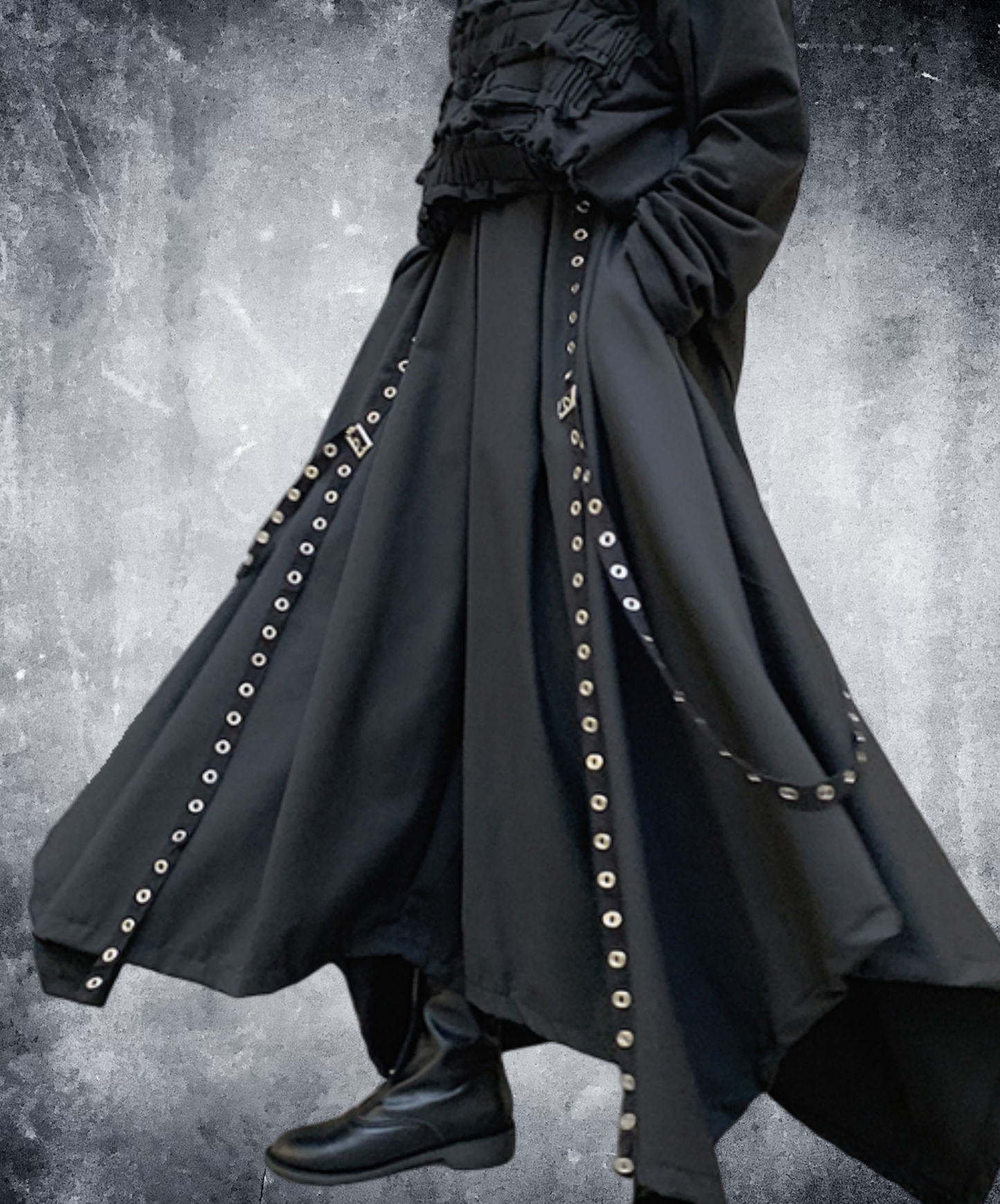 【style53】dark mode outfit set EN1850(shirt+ pants+ boots set)