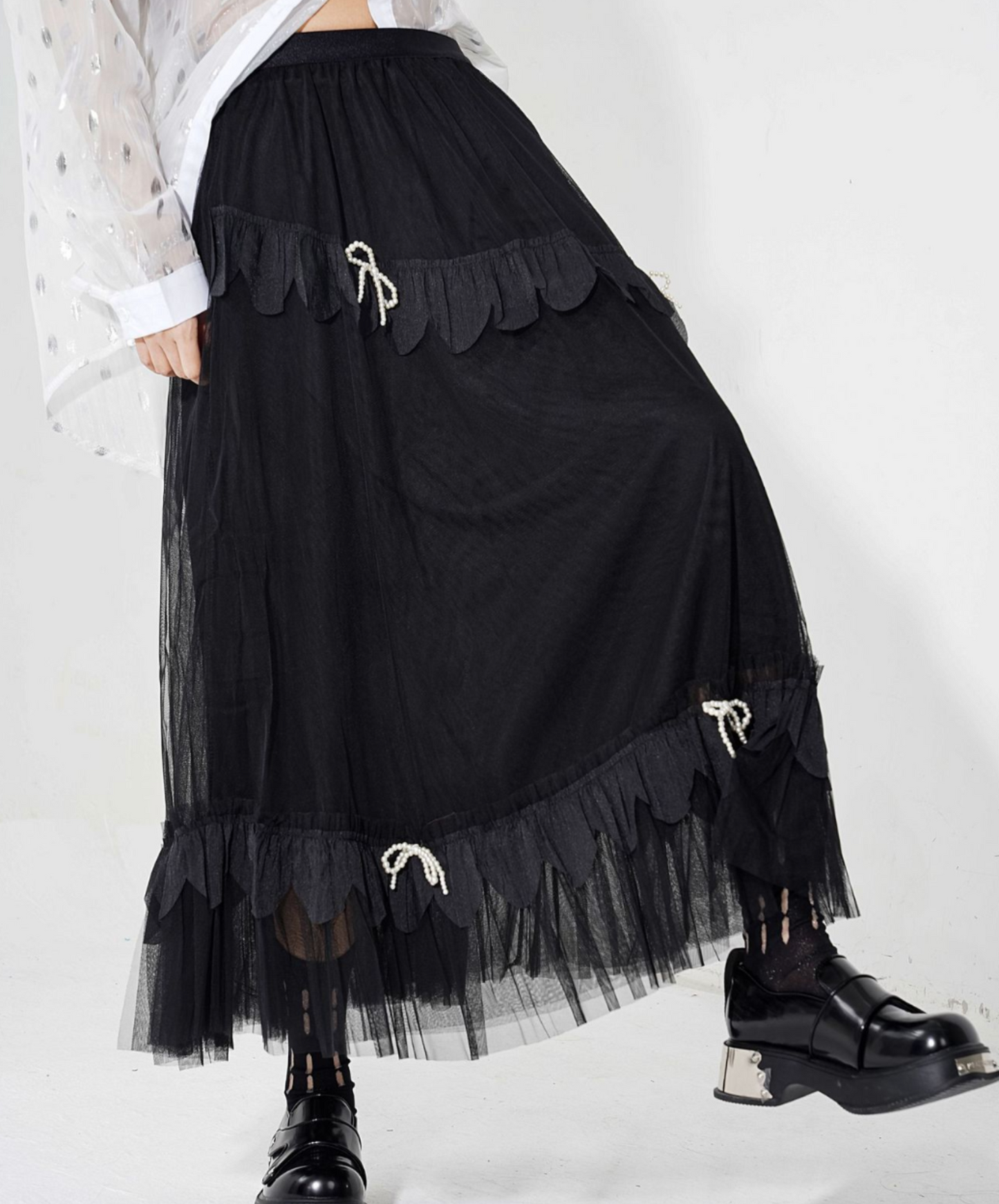 petite pearl ribbon voluminous skirt EN2287