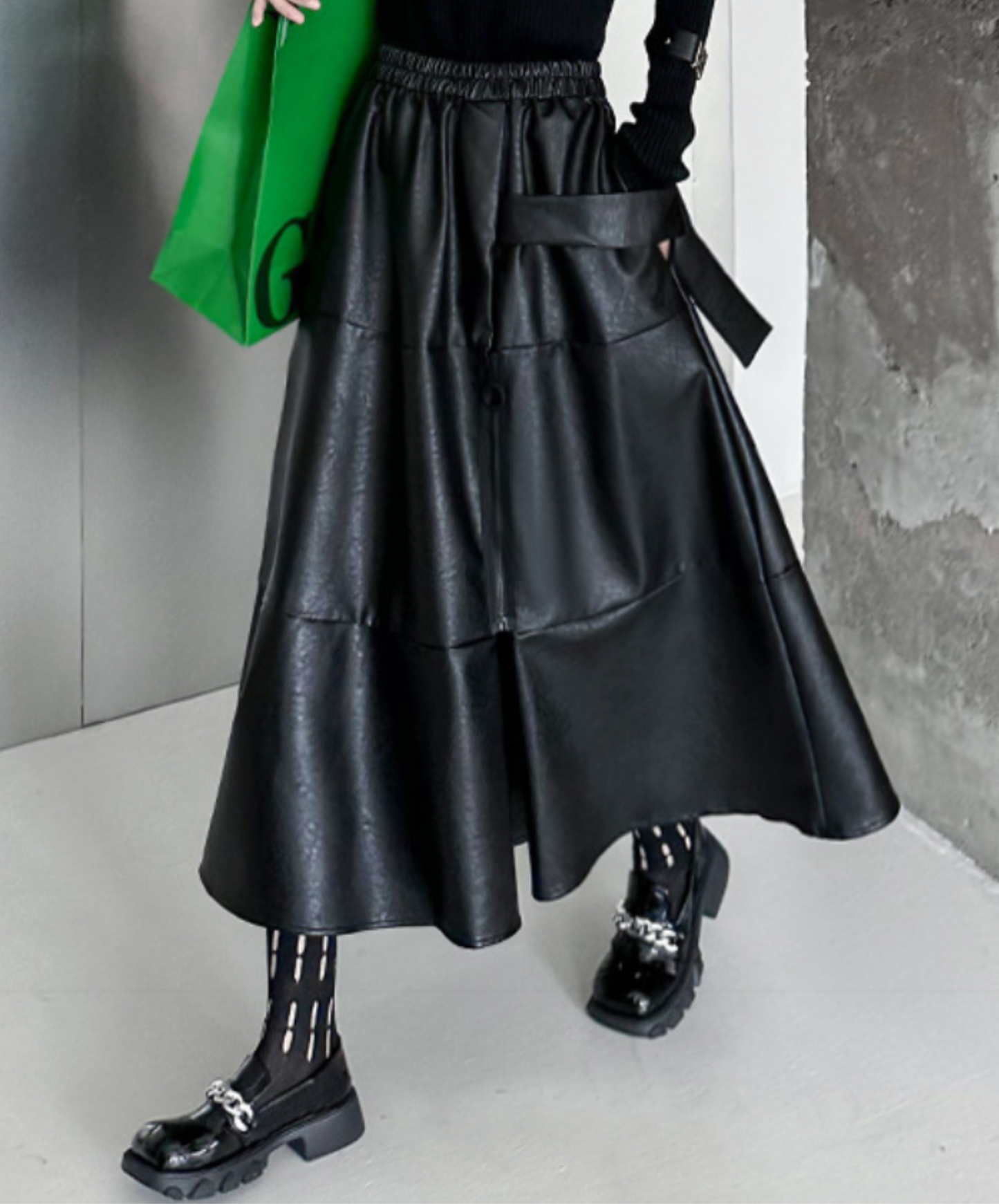 retro design hard pu leather skirt EN2342