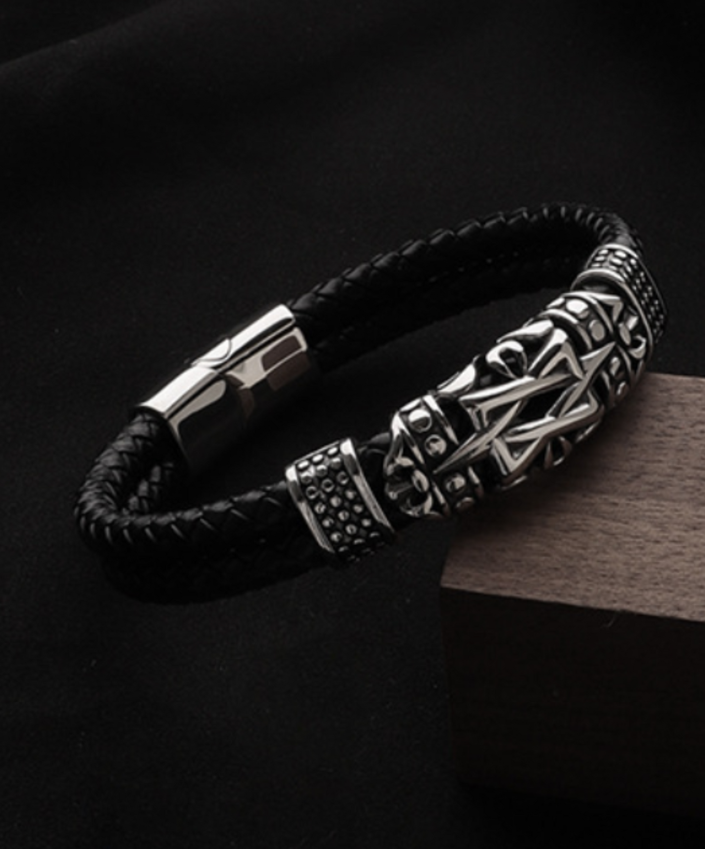 hexagram motif mixed materials bracelet EN2297