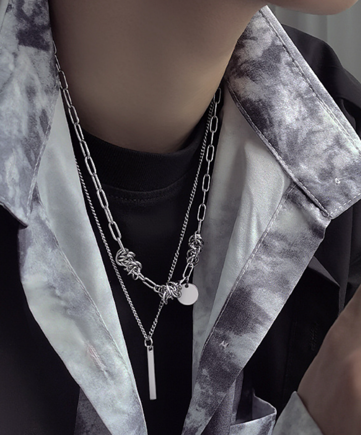 double chain titanium necklace EN1594