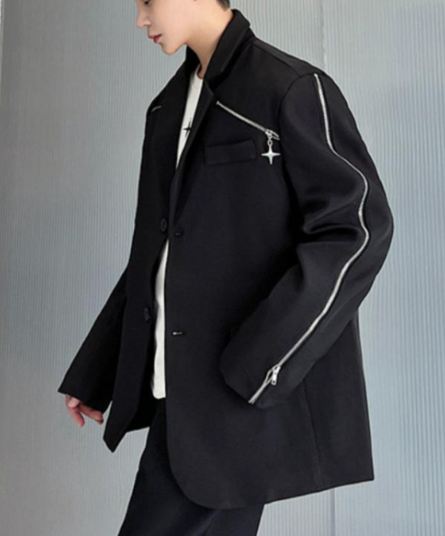 zipper line with cross charm jacket EN2404
