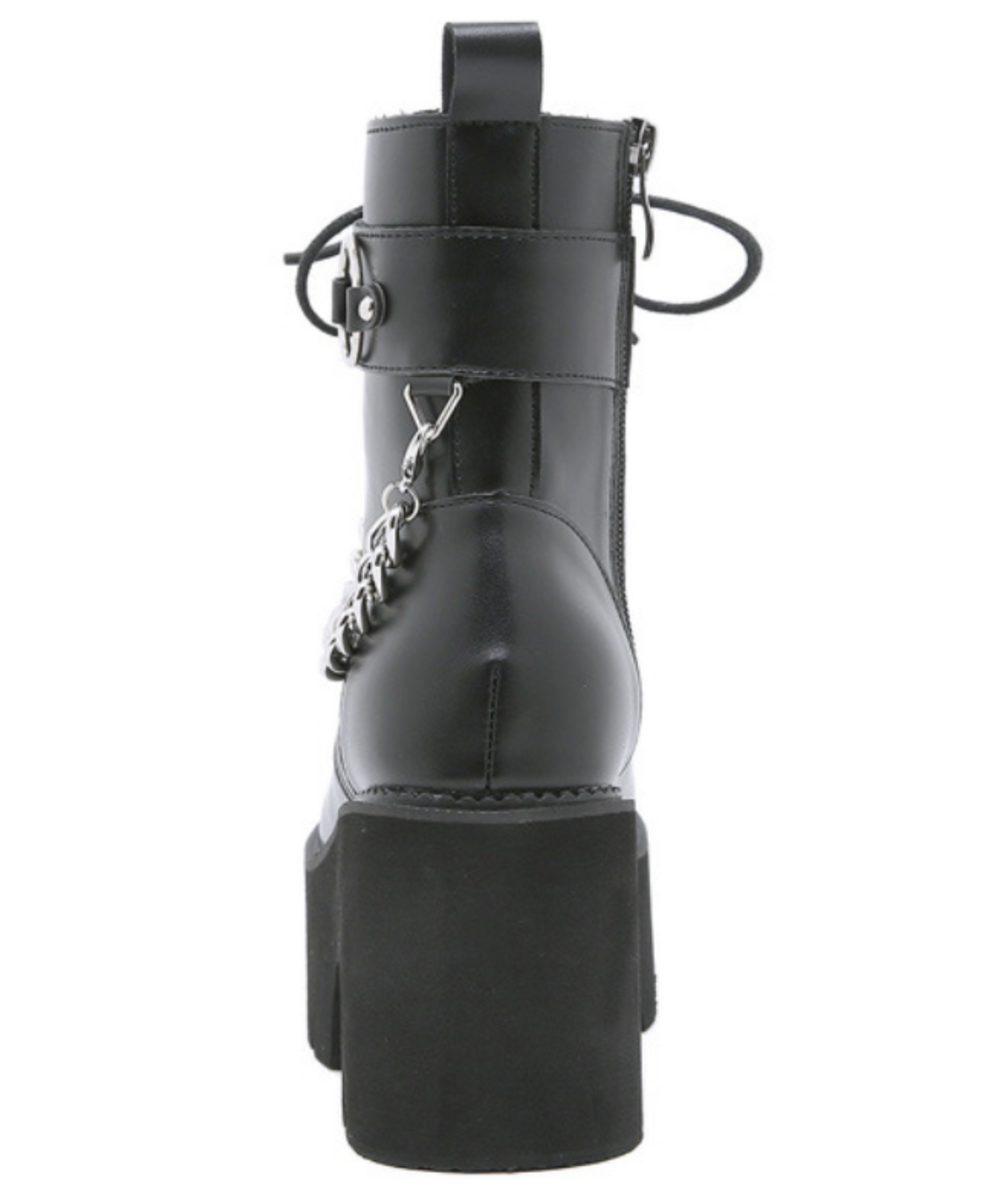 belt with metal chain hoop zip up boots EN2312