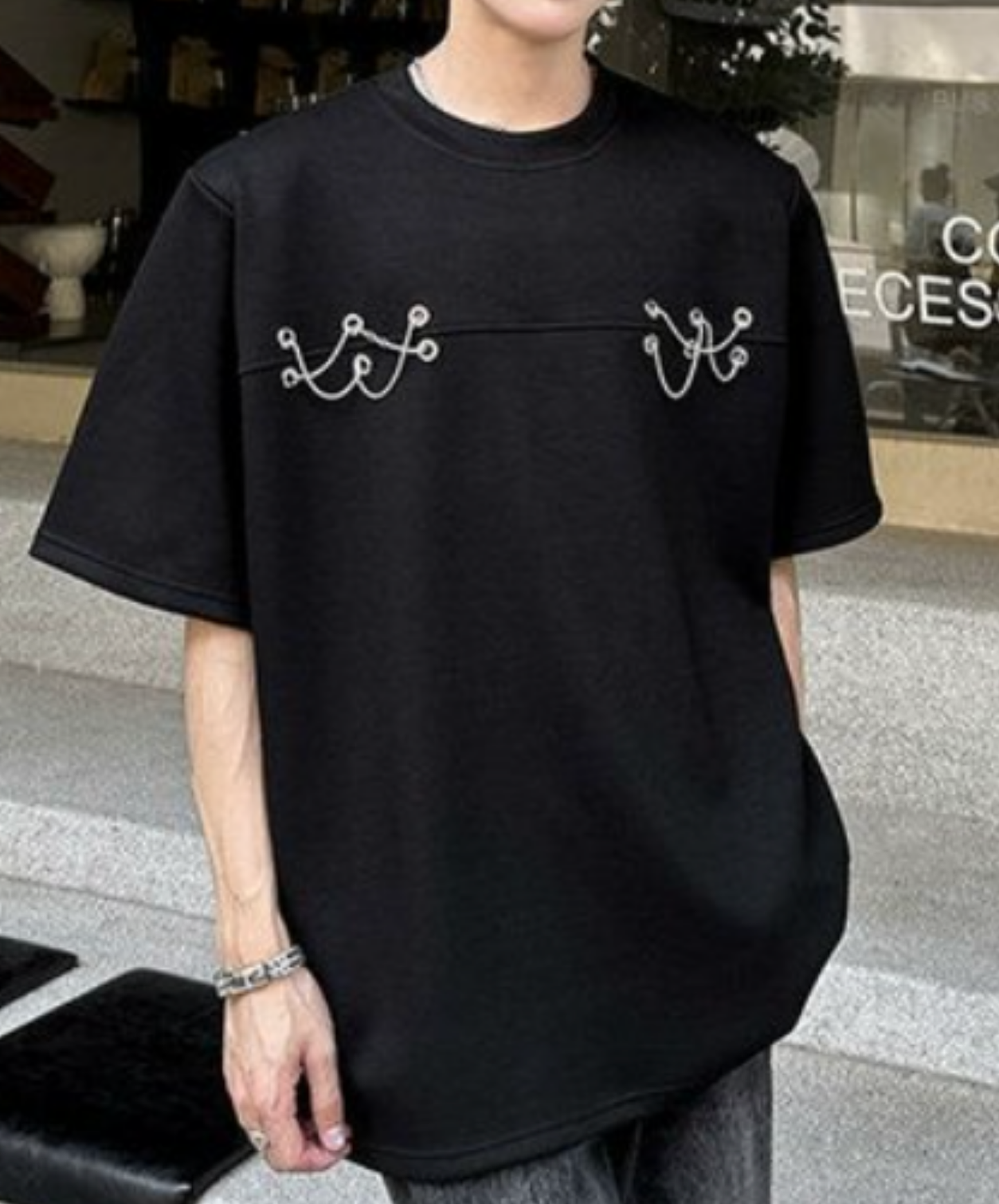 metal chain rope design t-shirt EN2238