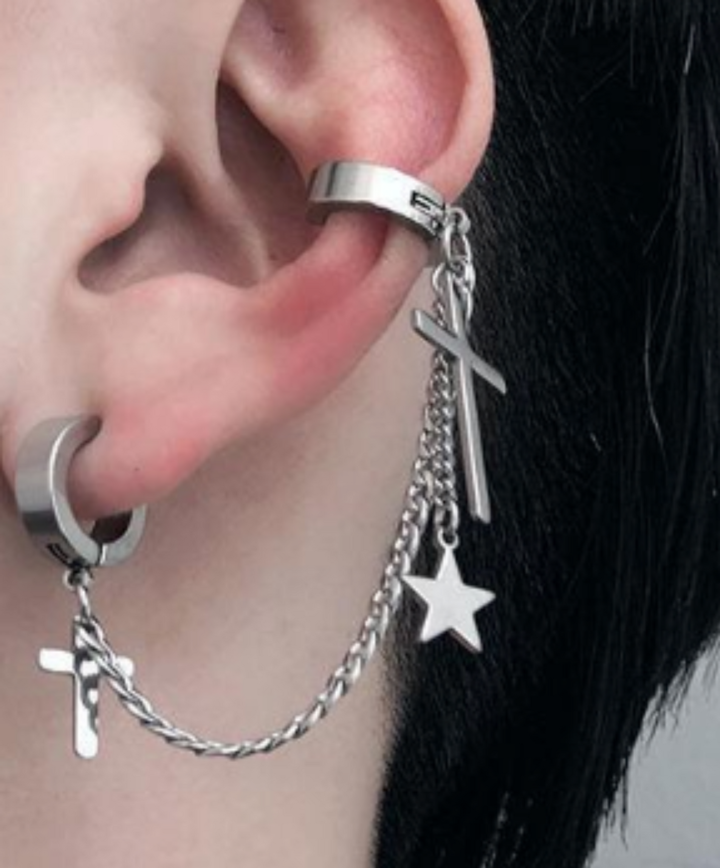 star and cross double ear cuff EN1961