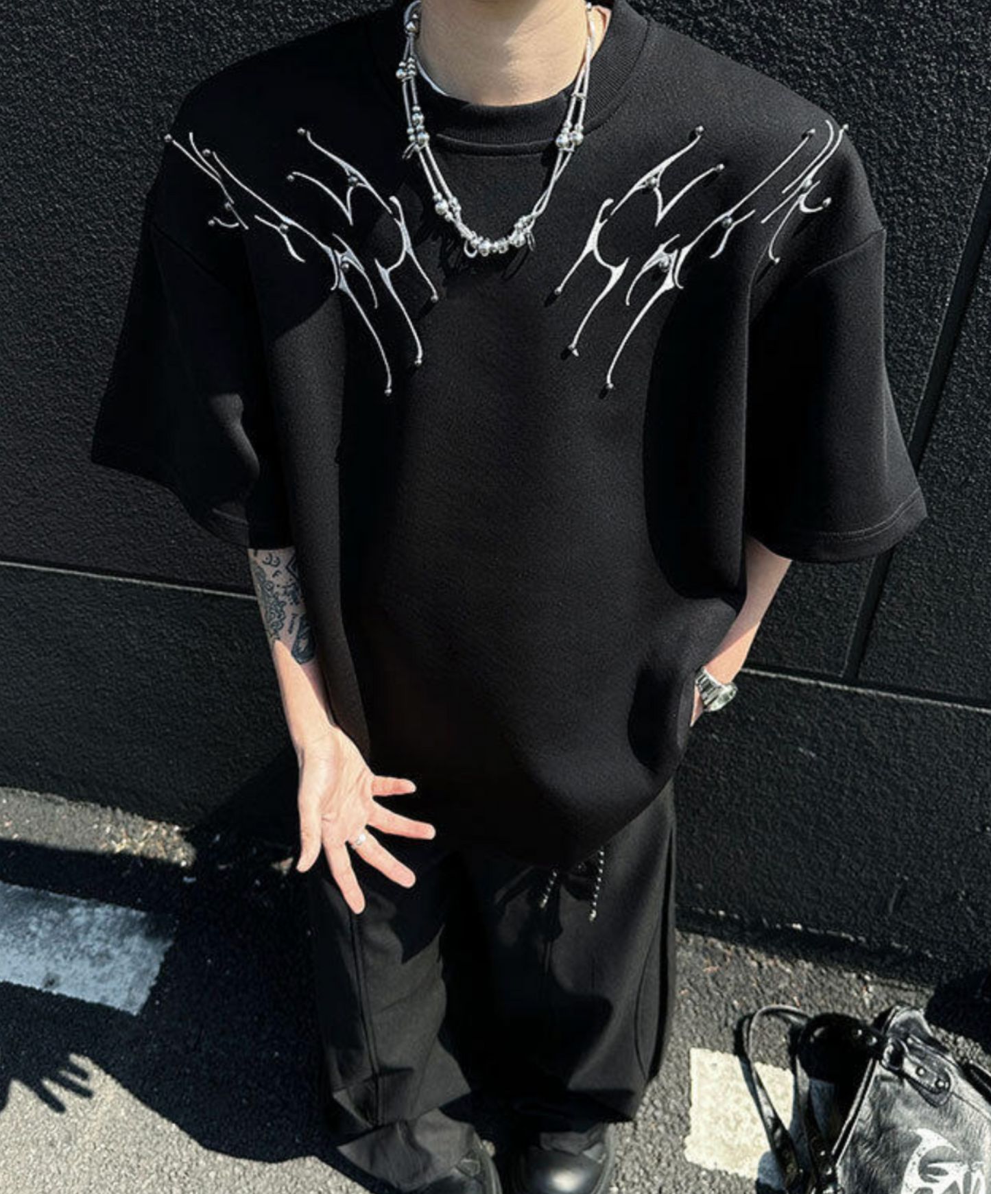 beaded embroidery retro design t-shirt EN2260