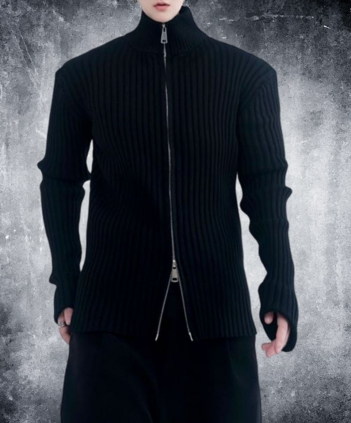 【style57】dark mode outfit set EN1854(jacket + sweater + pants set)