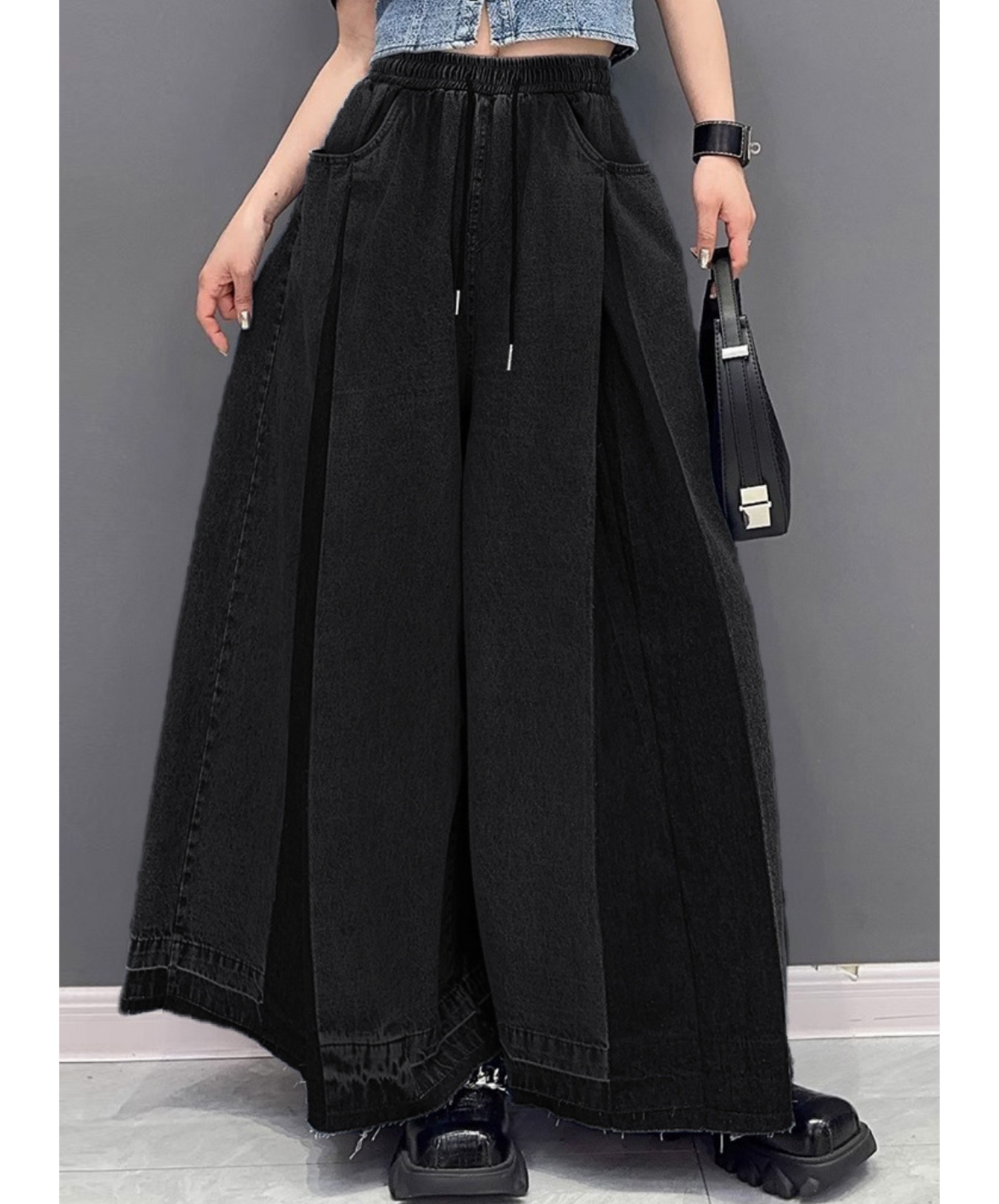 tucked patchwork design pants EN2320