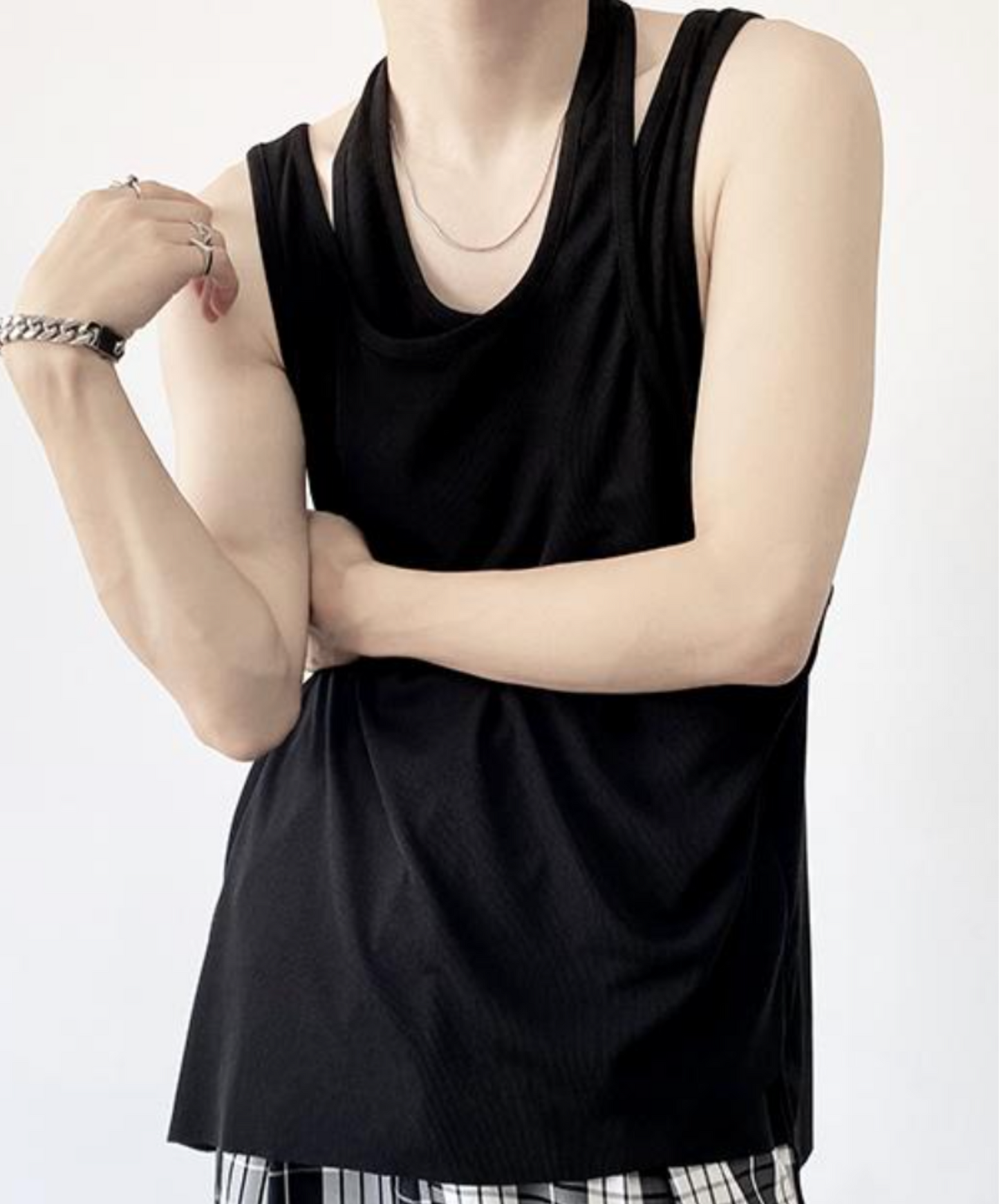 fake two piece sleeveless shirt EN2093