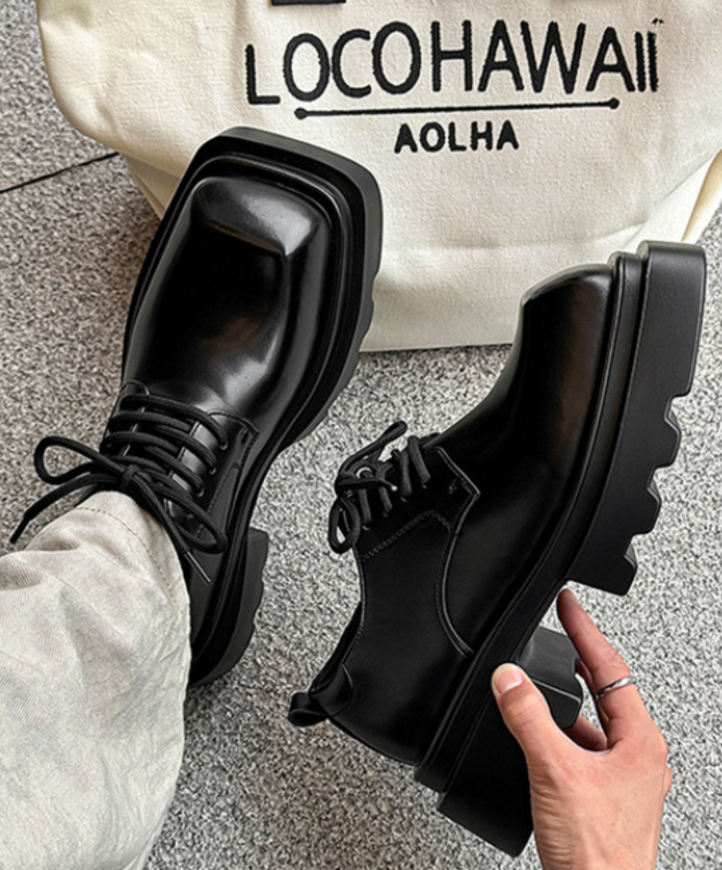 lace-up square toe shoes EN2378