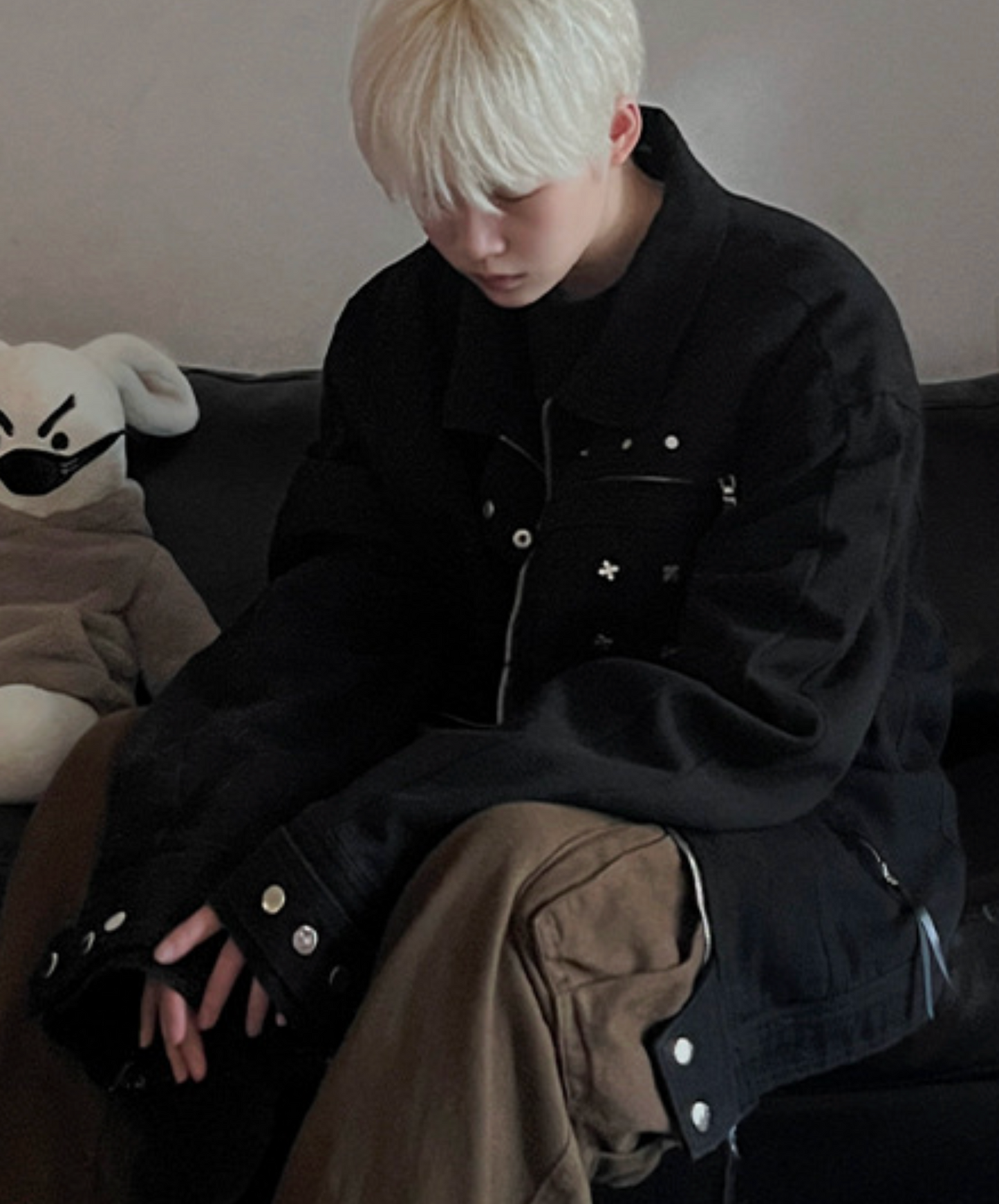 american retro black denim jacket EN2439